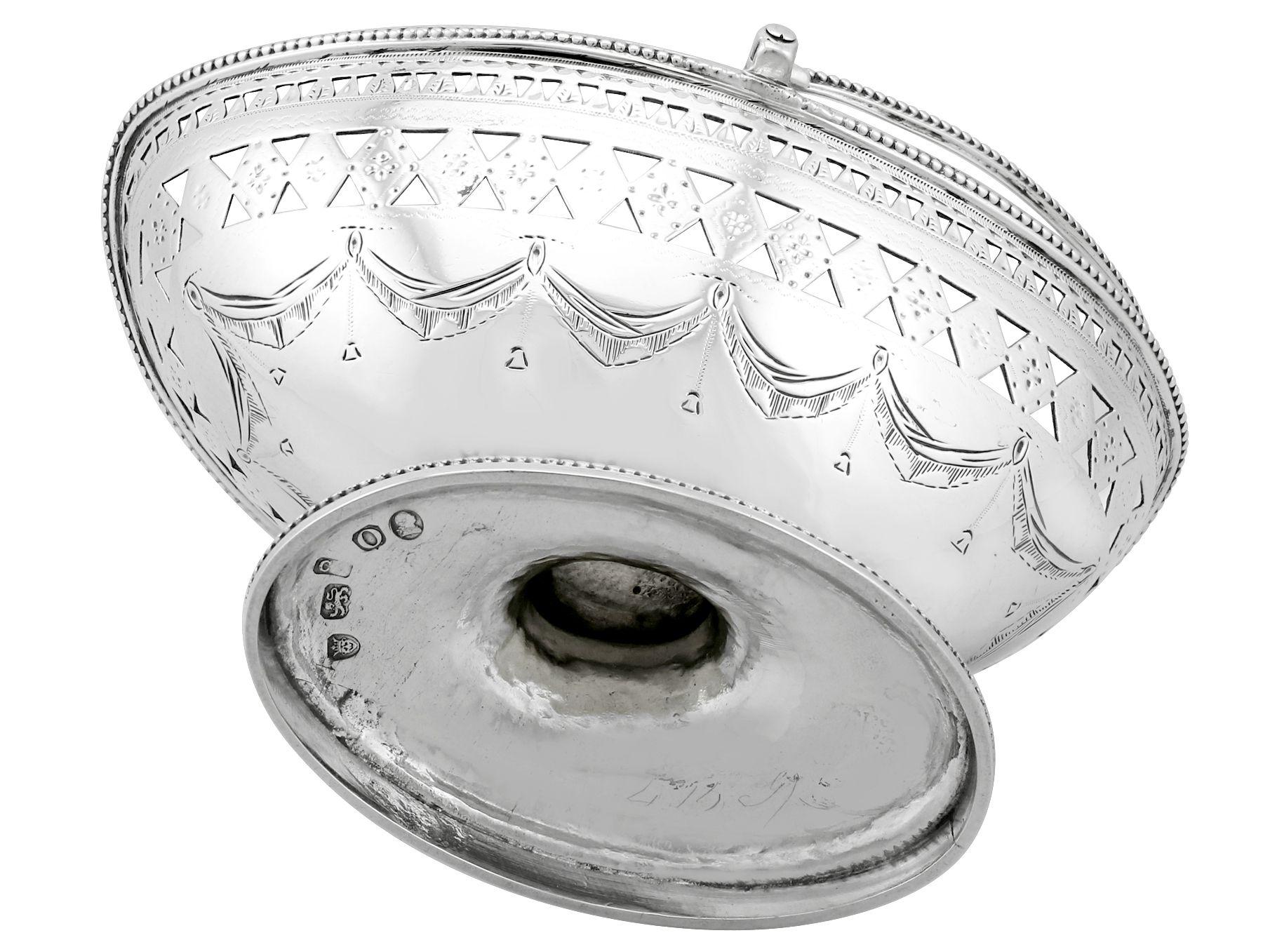 Antique 1809 Georgian English Sterling Silver Sugar Basket For Sale 6