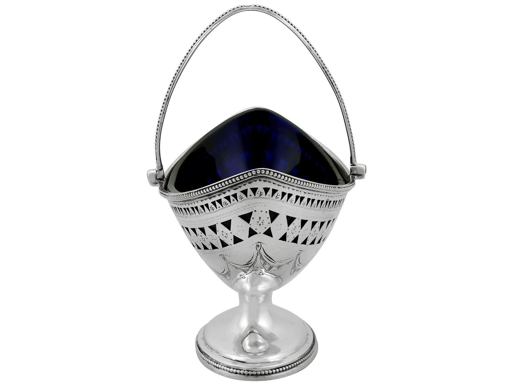 George III Antique 1809 Georgian English Sterling Silver Sugar Basket For Sale