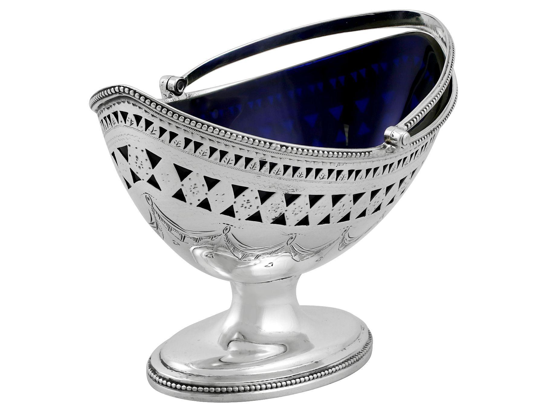 Antiguo cesto de azúcar de plata de ley inglesa georgiana de 1809 principios del siglo XIX en venta