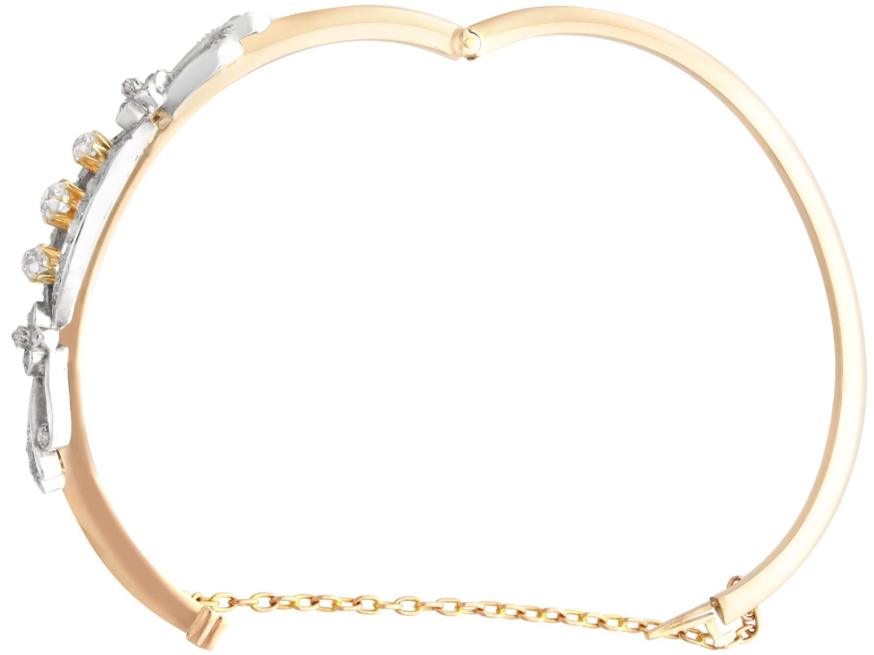 Bracelet jonc ancien en or rose 12 carats et diamants 1,80 carat Unisexe en vente
