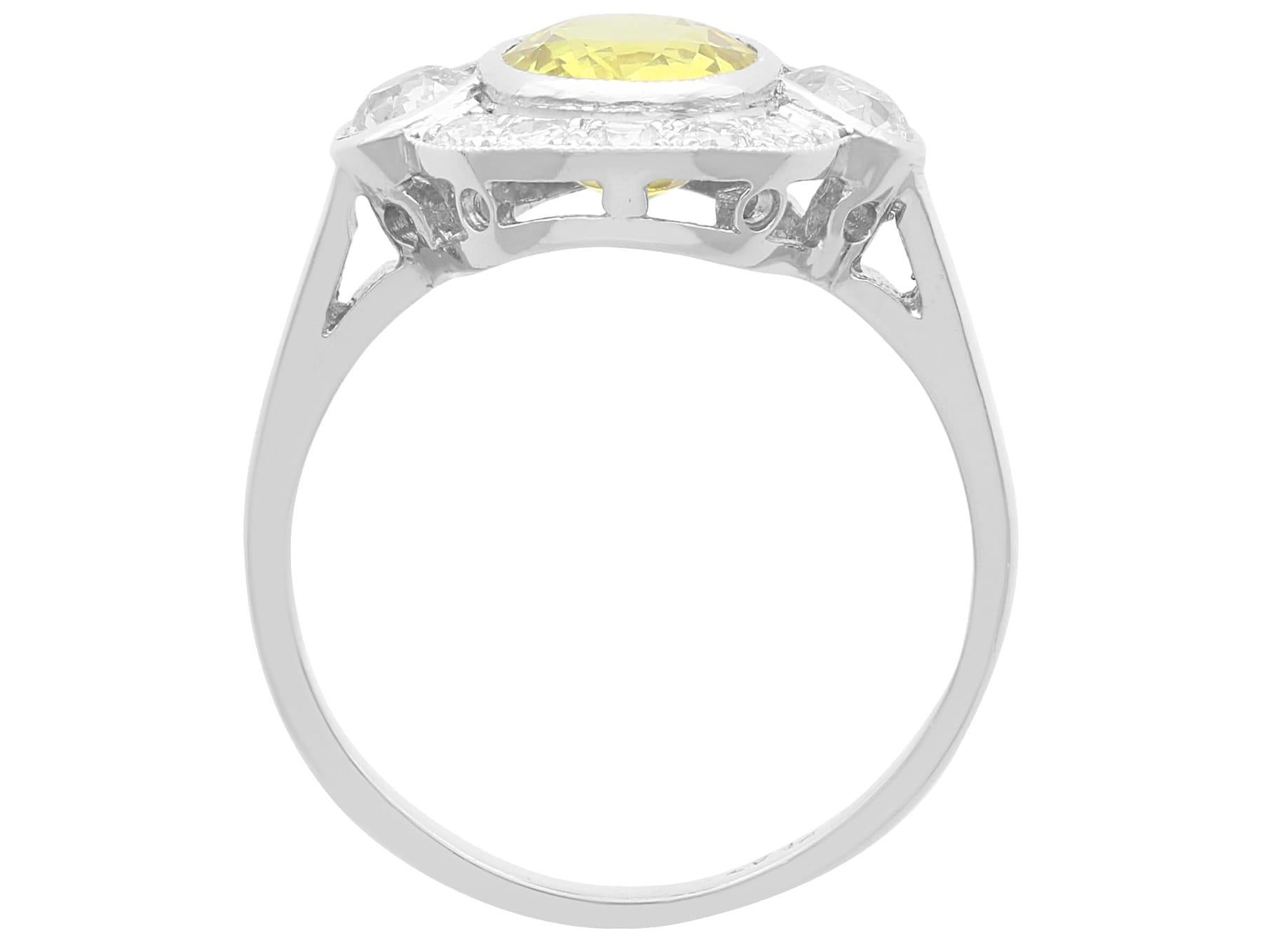 Antique 1.80Ct Sapphire and 0.88Ct Diamond, Platinum Ring Circa 1935 For Sale 1