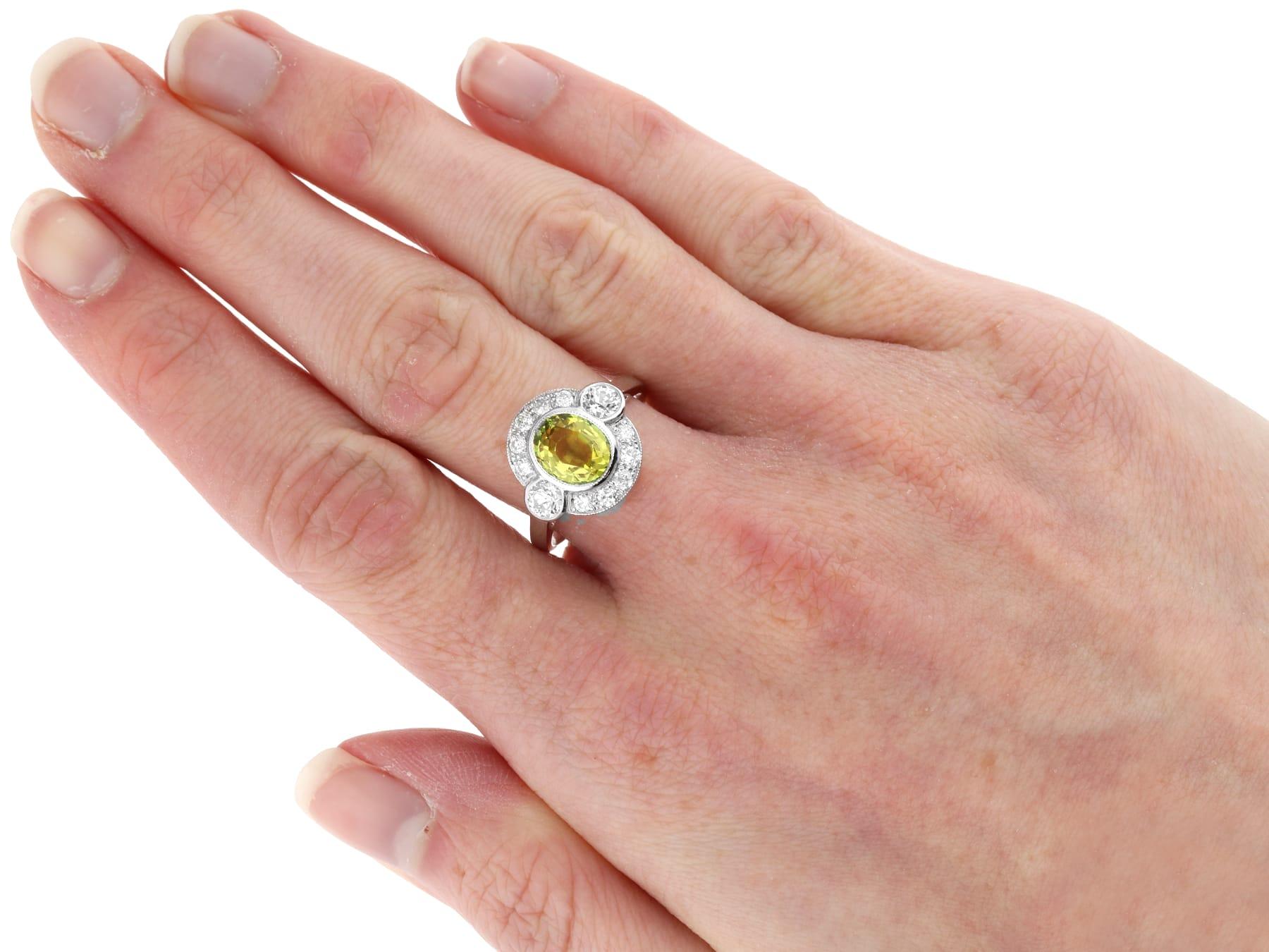 Antique 1.80Ct Sapphire and 0.88Ct Diamond, Platinum Ring Circa 1935 For Sale 3