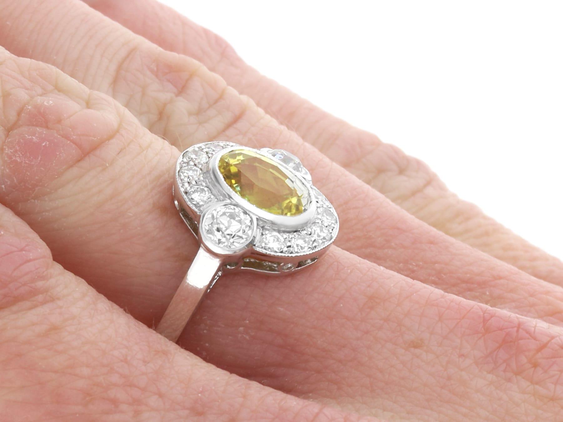 Antique 1.80Ct Sapphire and 0.88Ct Diamond, Platinum Ring Circa 1935 For Sale 4