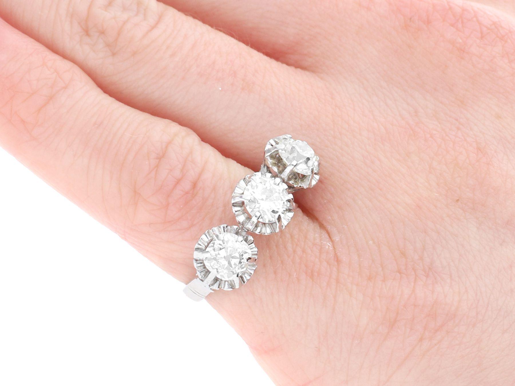 1920s 1.81 Carat Diamond Trilogy Ring in Palladium For Sale 2