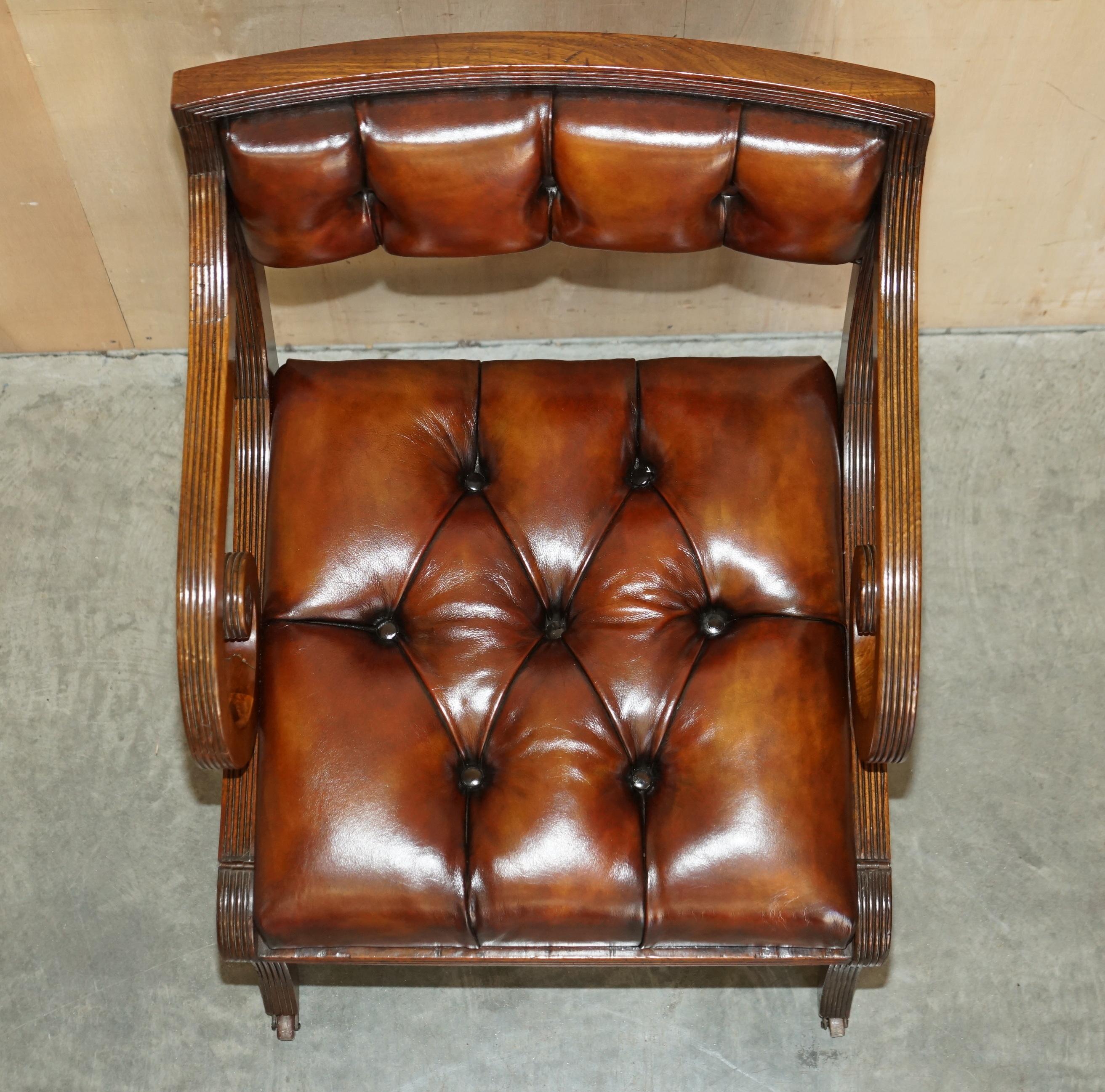 Antique 1810 Attributed to Gillows Metamorphic Leather Library Armchair Steps For Sale 5