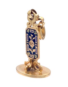 Antique 1810 French 18 Karat Gold Fob Seal Pendant Enamel Gold Rose No Initials