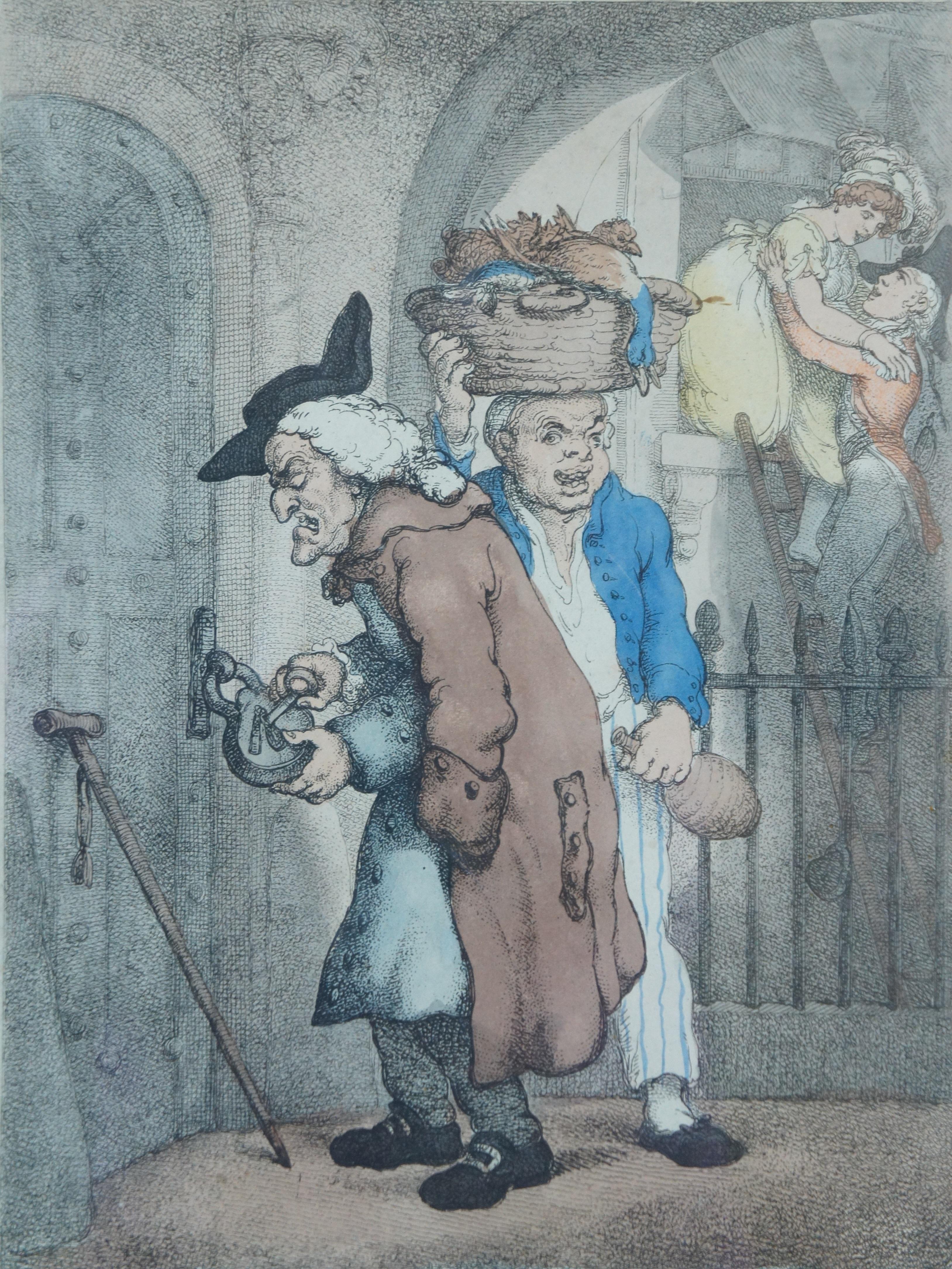 Antike 1811 Thomas Rowlandson Love Laughs at Locksmiths Farbige Gravur 21
