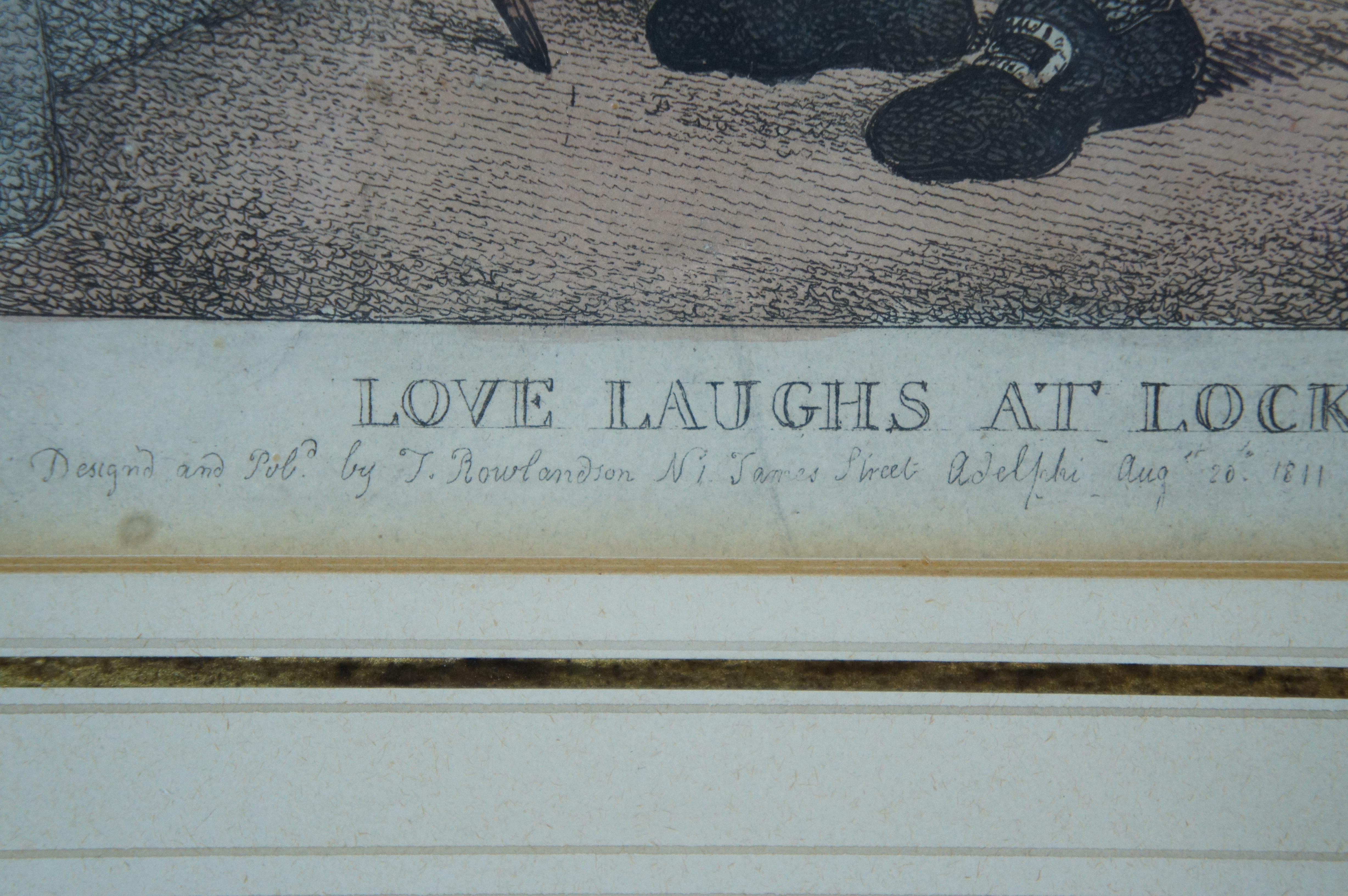 Antique 1811 Thomas Rowlandson Love Laughs at Locksmiths Colored Engraving 21