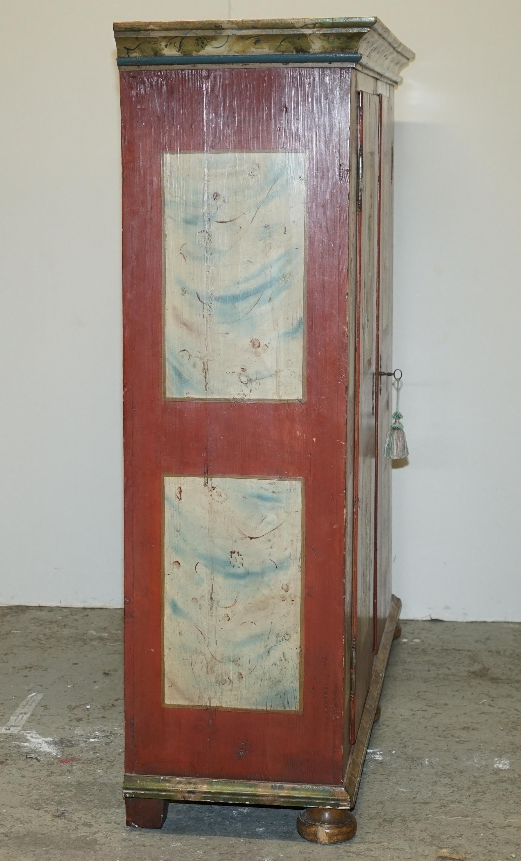 Antique 1812 Faux Marble Hand Painted Austrian Housekeepers Cupboard Wardrobe 6