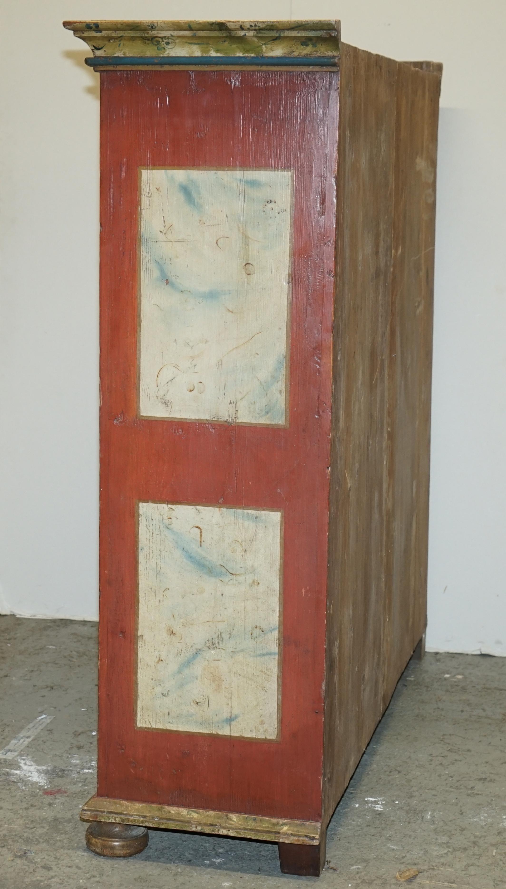 Antique 1812 Faux Marble Hand Painted Austrian Housekeepers Cupboard Wardrobe 9