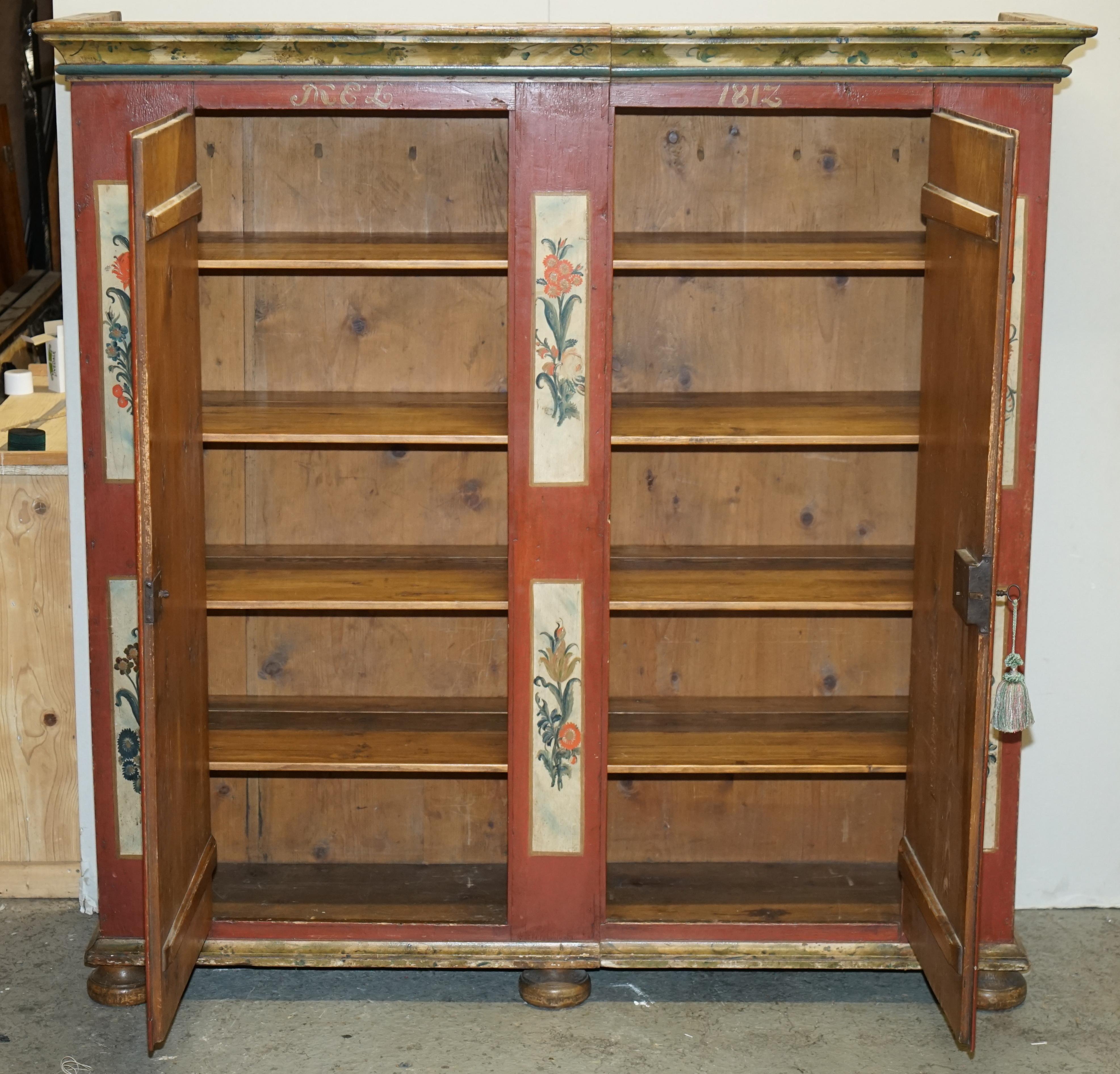 Antique 1812 Faux Marble Hand Painted Austrian Housekeepers Cupboard Wardrobe 10