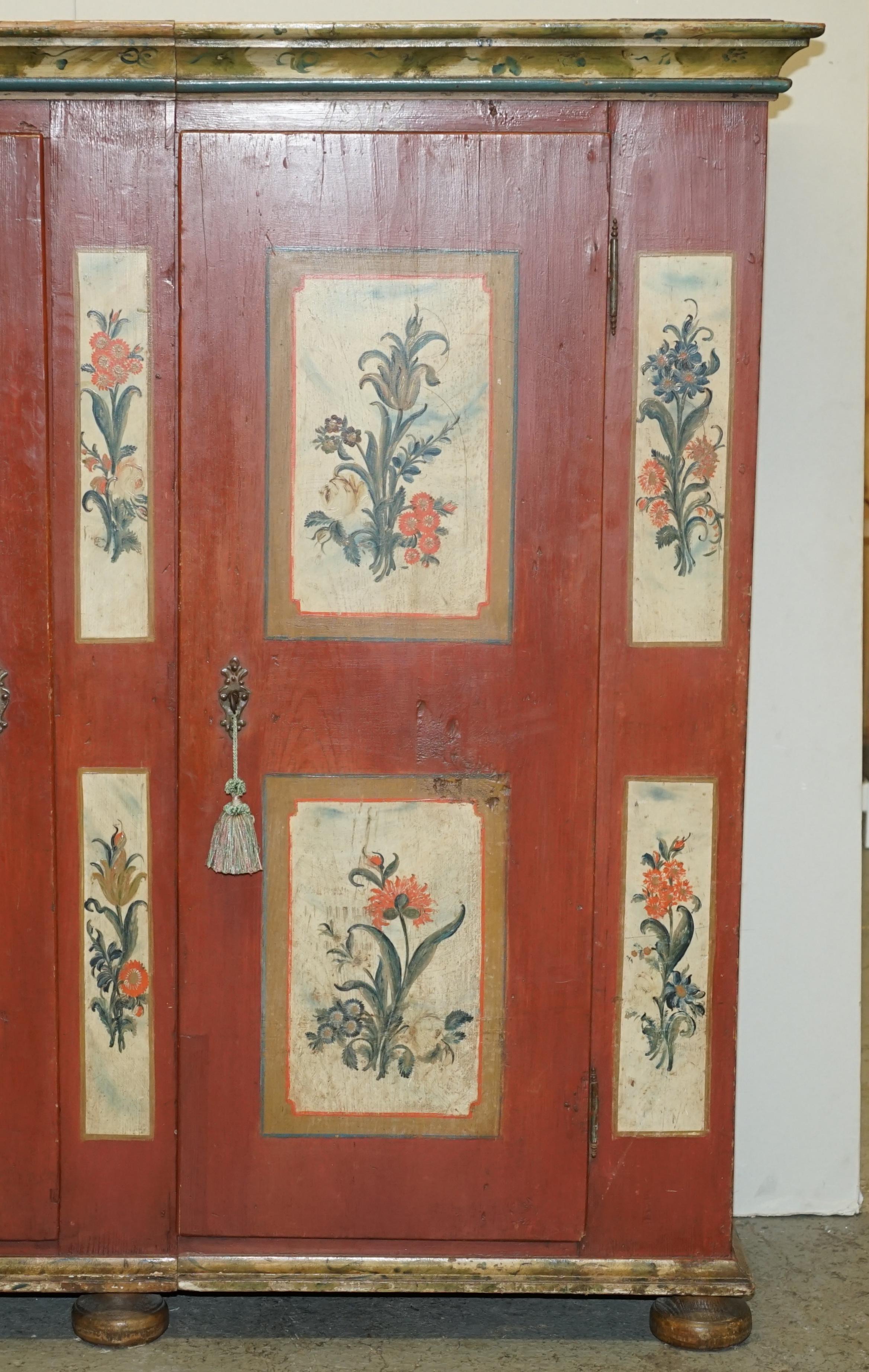 Oak Antique 1812 Faux Marble Hand Painted Austrian Housekeepers Cupboard Wardrobe