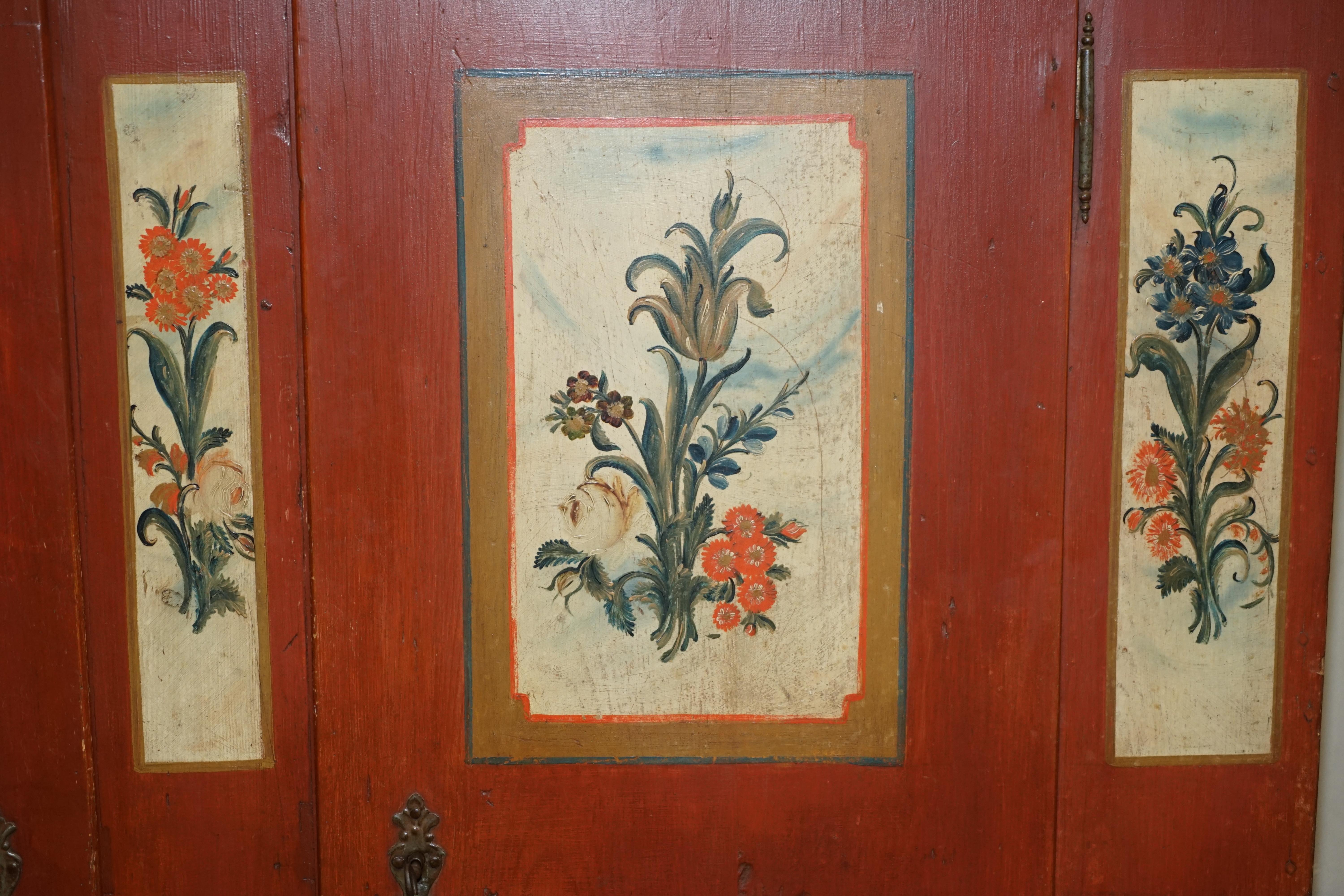 Antique 1812 Faux Marble Hand Painted Austrian Housekeepers Cupboard Wardrobe 3