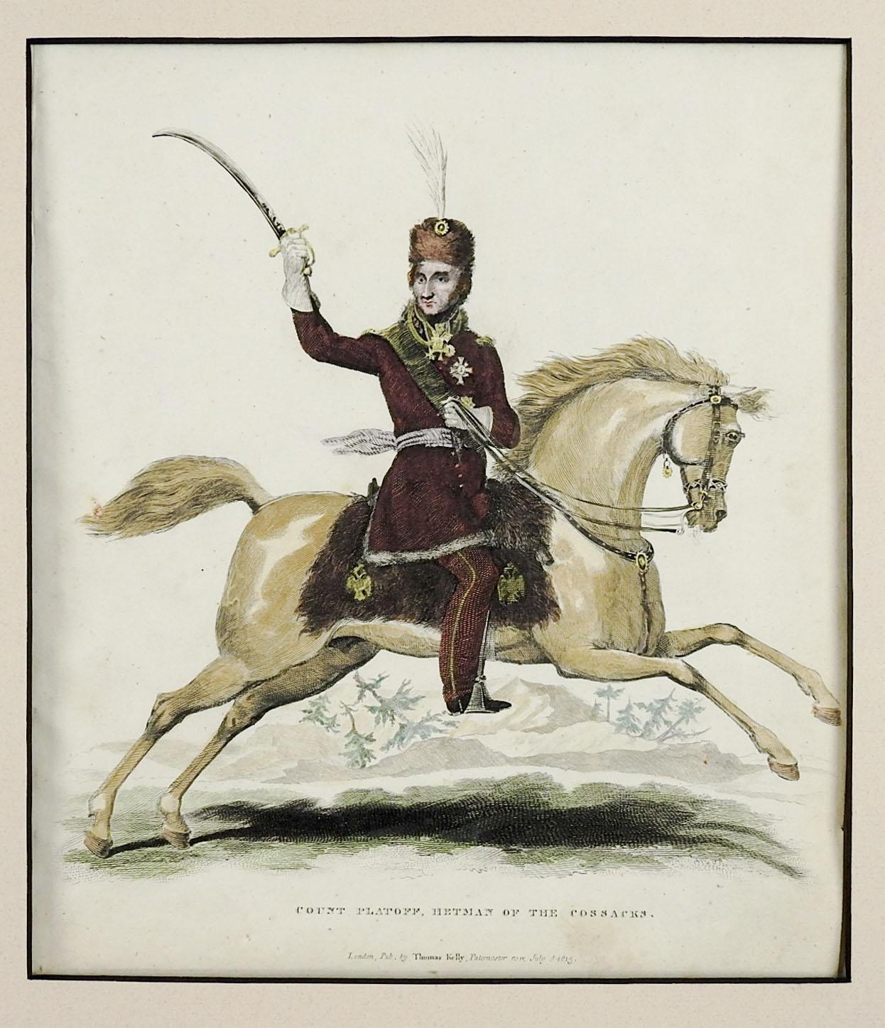 Campaign Antique 1815 Cossack Equestrian Etching For Sale