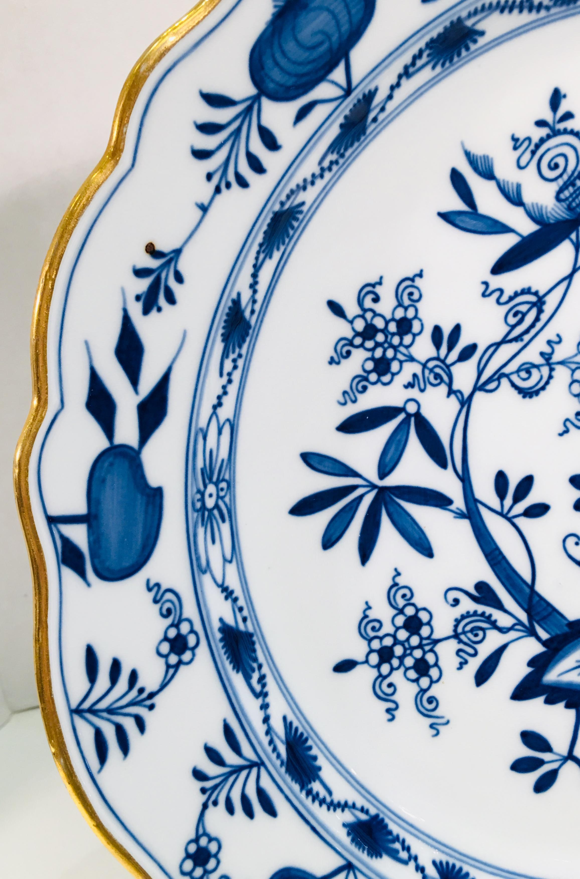 18th Century Antique 1815 Meissen Porcelain Blue Onion Pattern Large Round Serving Platter