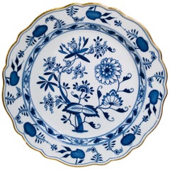 Antique 1815 Meissen Porcelain Blue Onion Pattern Large Round Serving Platter