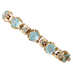 Vintage 18.18 Carat Aquamarine and Yellow Gold Bracelet, circa 1930