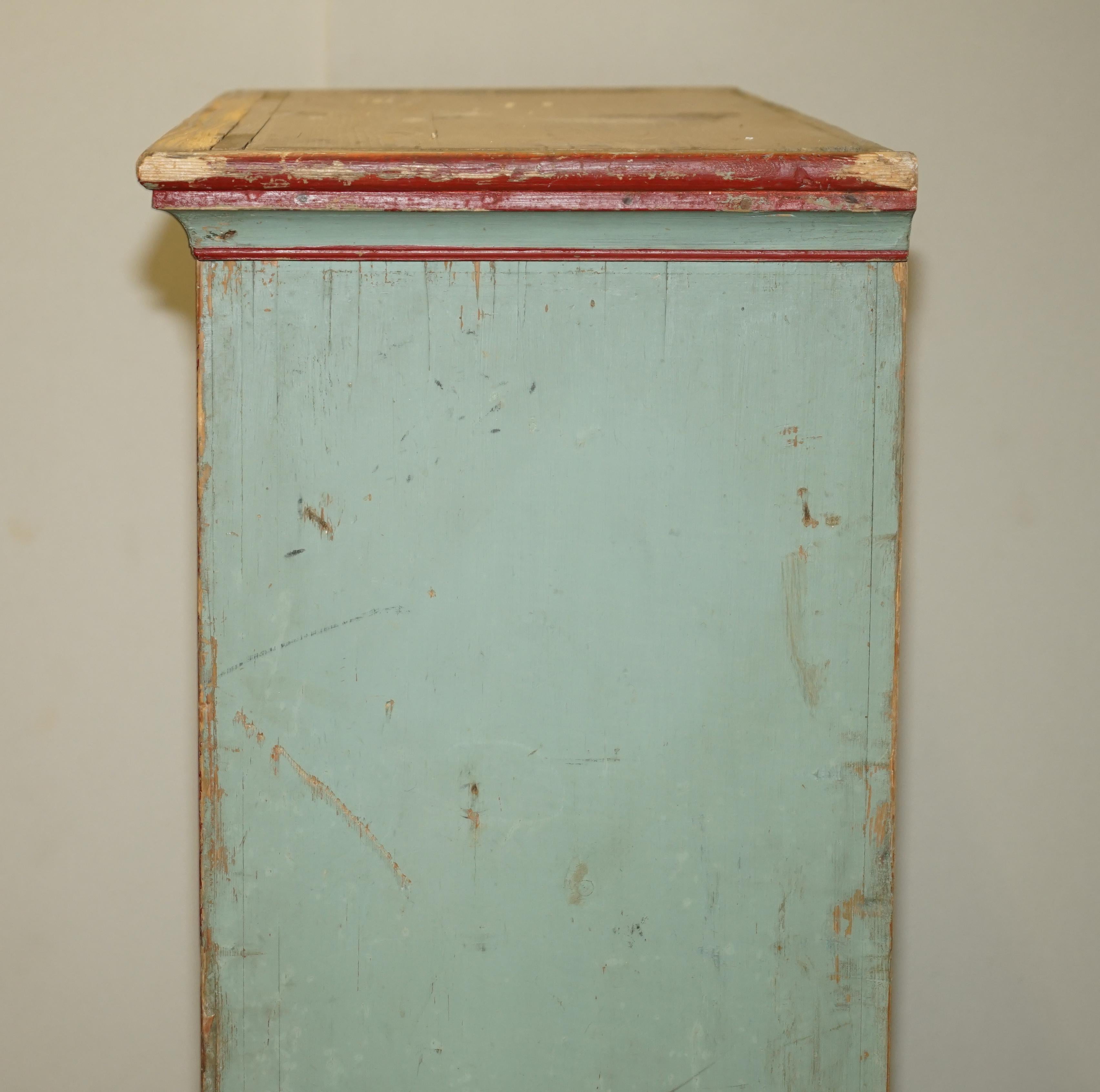 Antique 1818 Dated Aqua Blue Hand Painted German Marriage Wardrobe Rare Colour For Sale 9