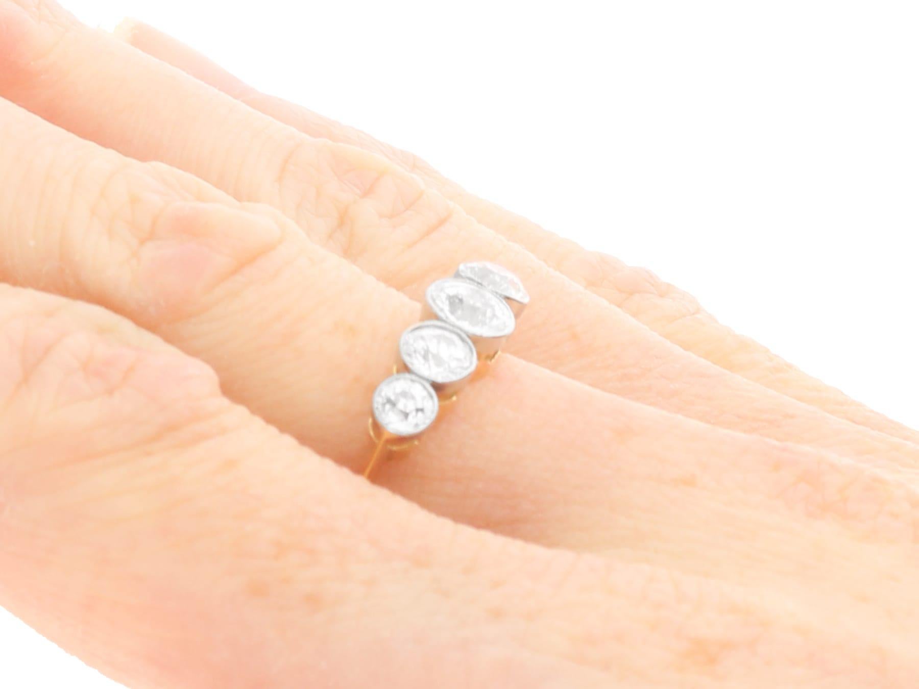 Antique 1.82 Carat Diamond and 15k Yellow Gold Five Stone Ring Circa 1900 For Sale 3