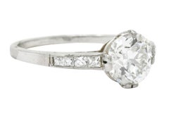 Antique 1.82 CTW Diamond Platinum Engagement Ring GIA