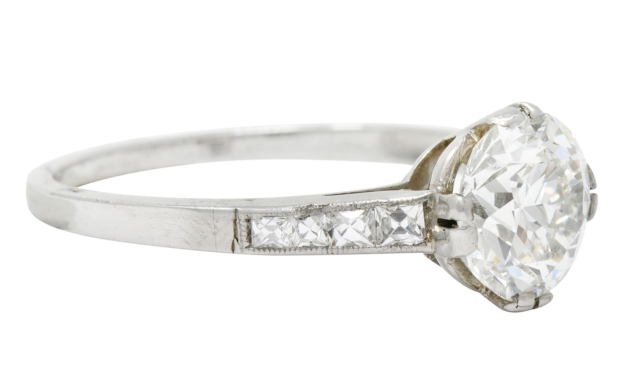 Art Deco Antique 1.82 CTW Diamond Platinum Engagement Ring GIA 