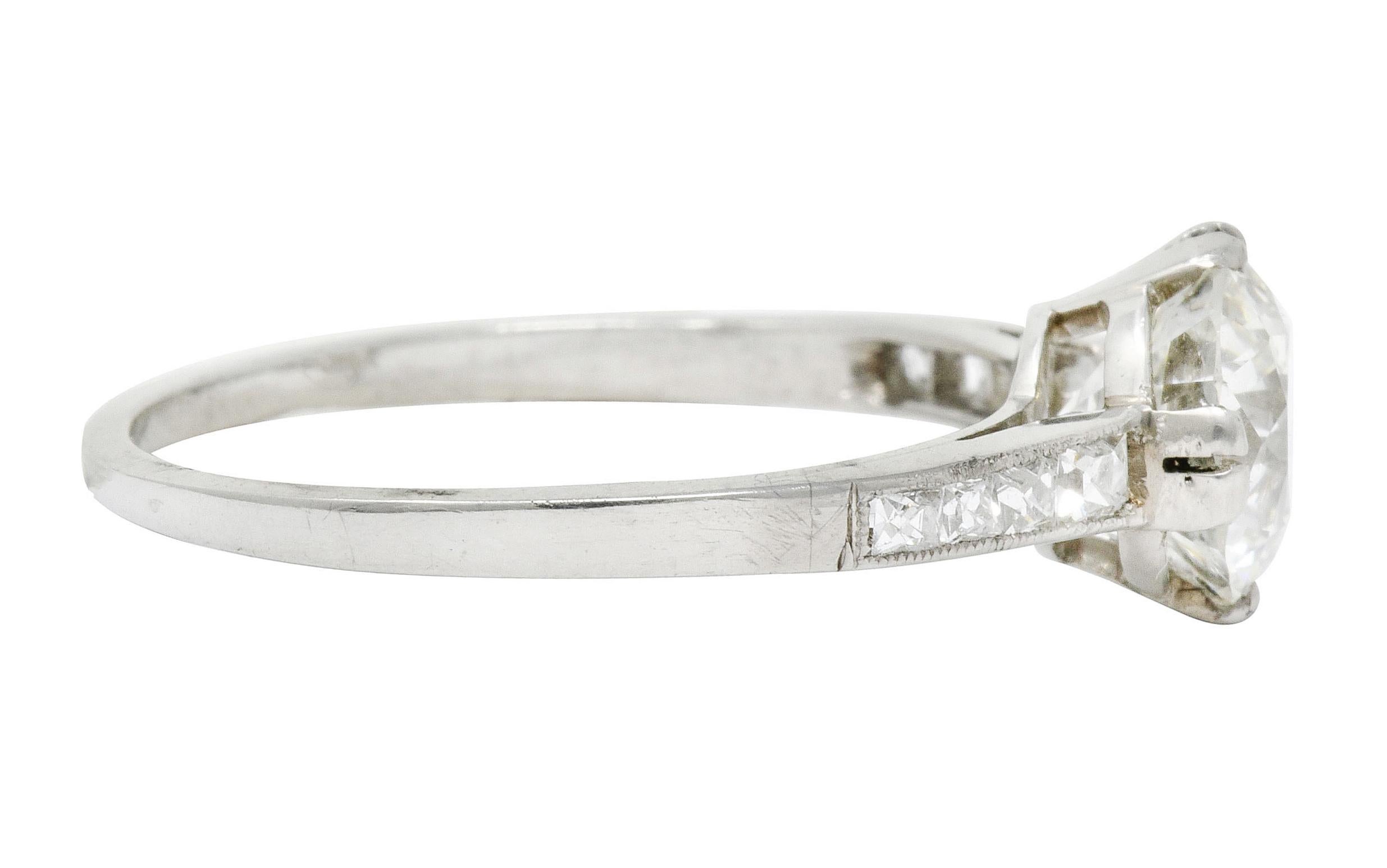 Round Cut Antique 1.82 CTW Diamond Platinum Engagement Ring GIA 