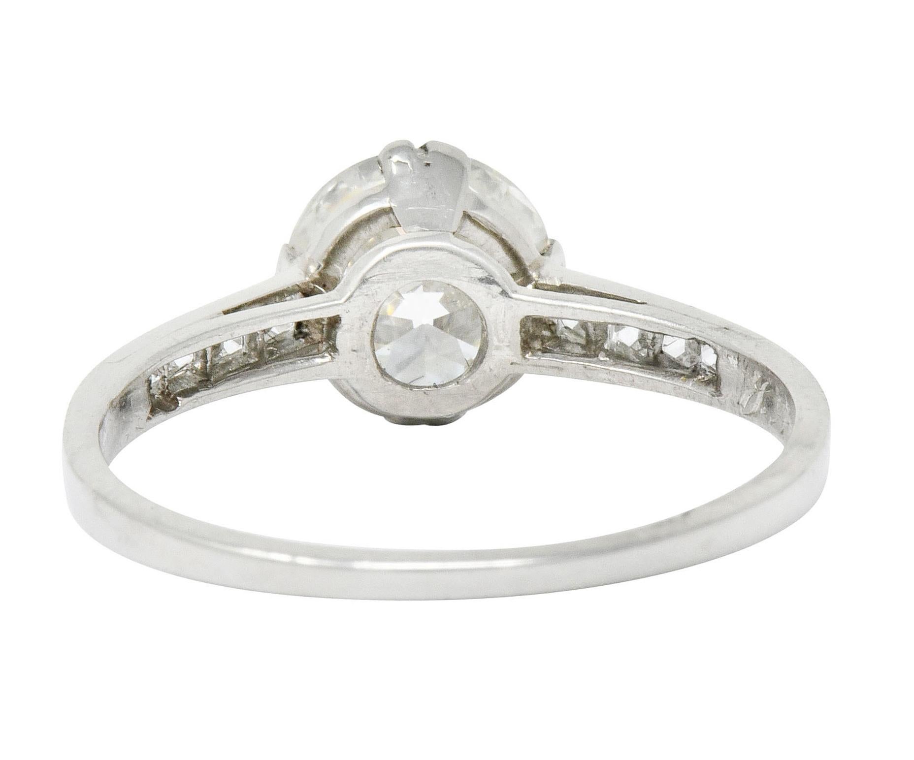 Antique 1.82 CTW Diamond Platinum Engagement Ring GIA  In Excellent Condition In Philadelphia, PA
