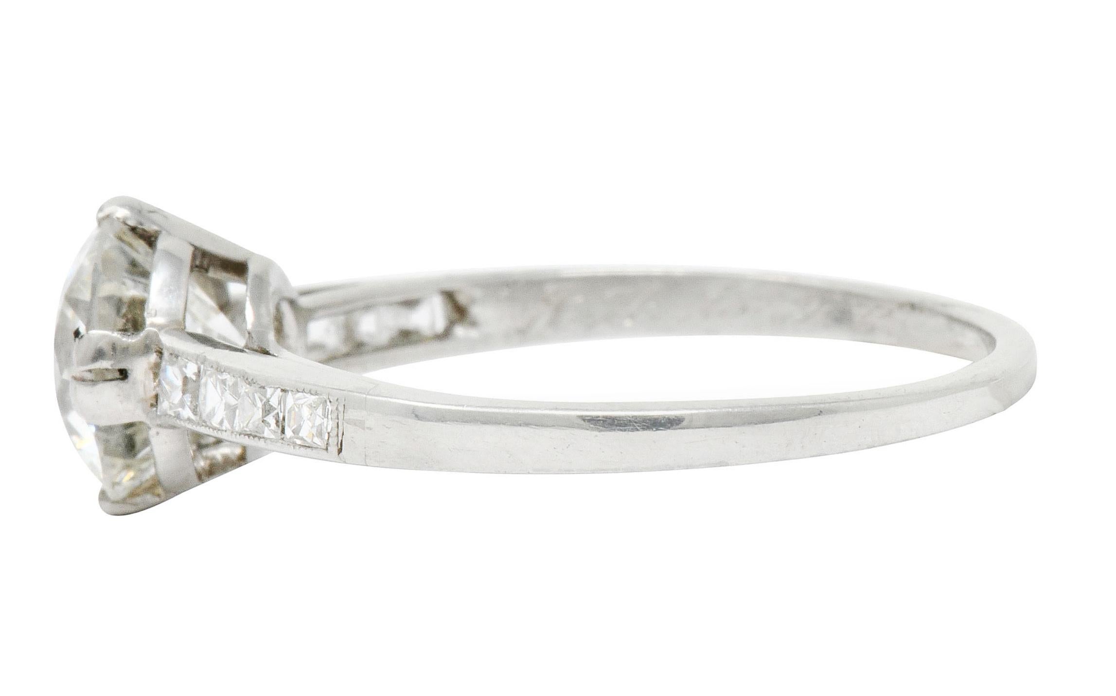 Women's or Men's Antique 1.82 CTW Diamond Platinum Engagement Ring GIA 
