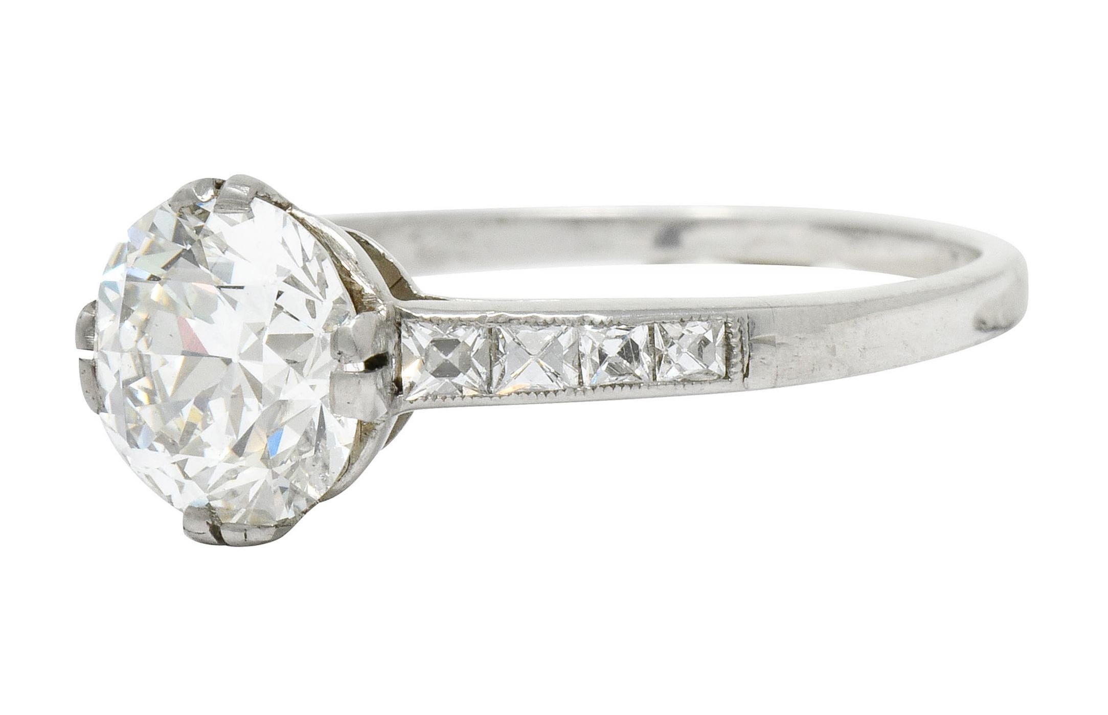 Antique 1.82 CTW Diamond Platinum Engagement Ring GIA  1