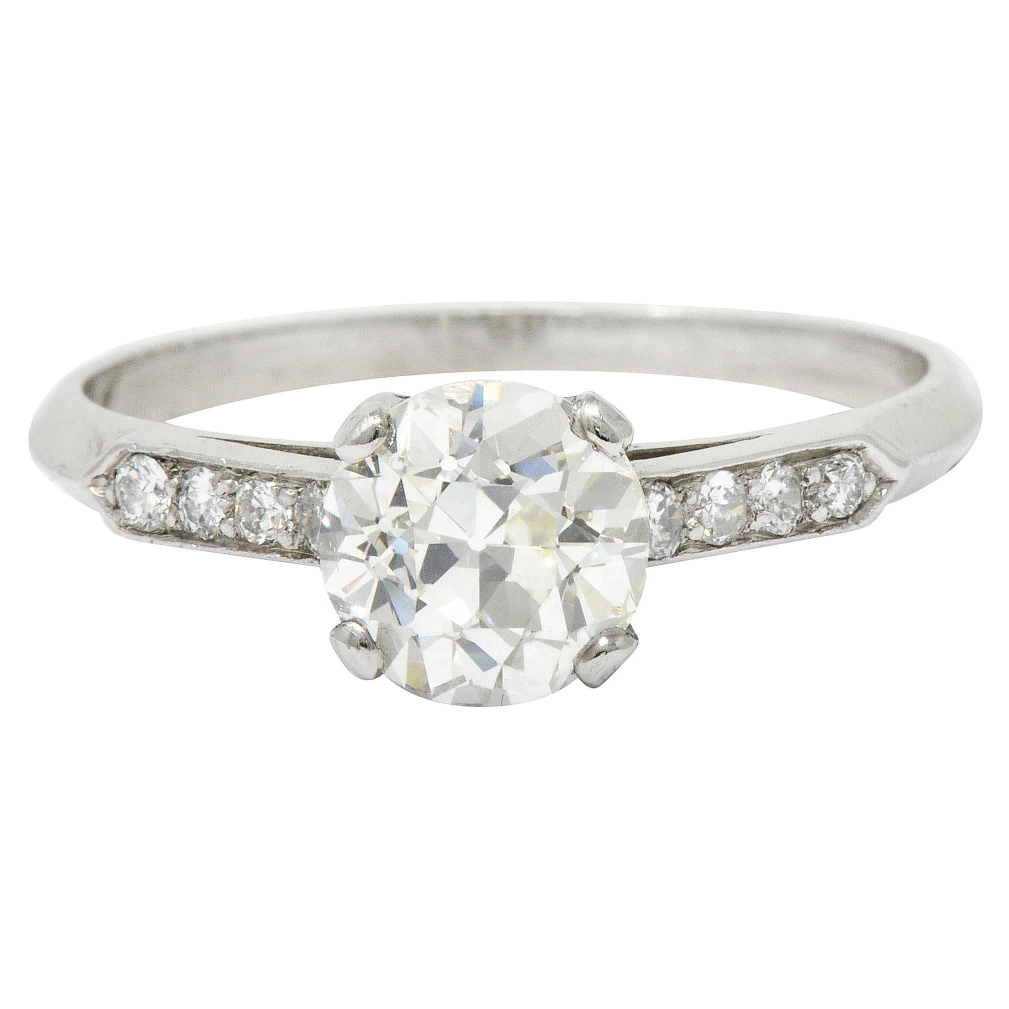 Antique 1.82 CTW Diamond Platinum Engagement Ring GIA 