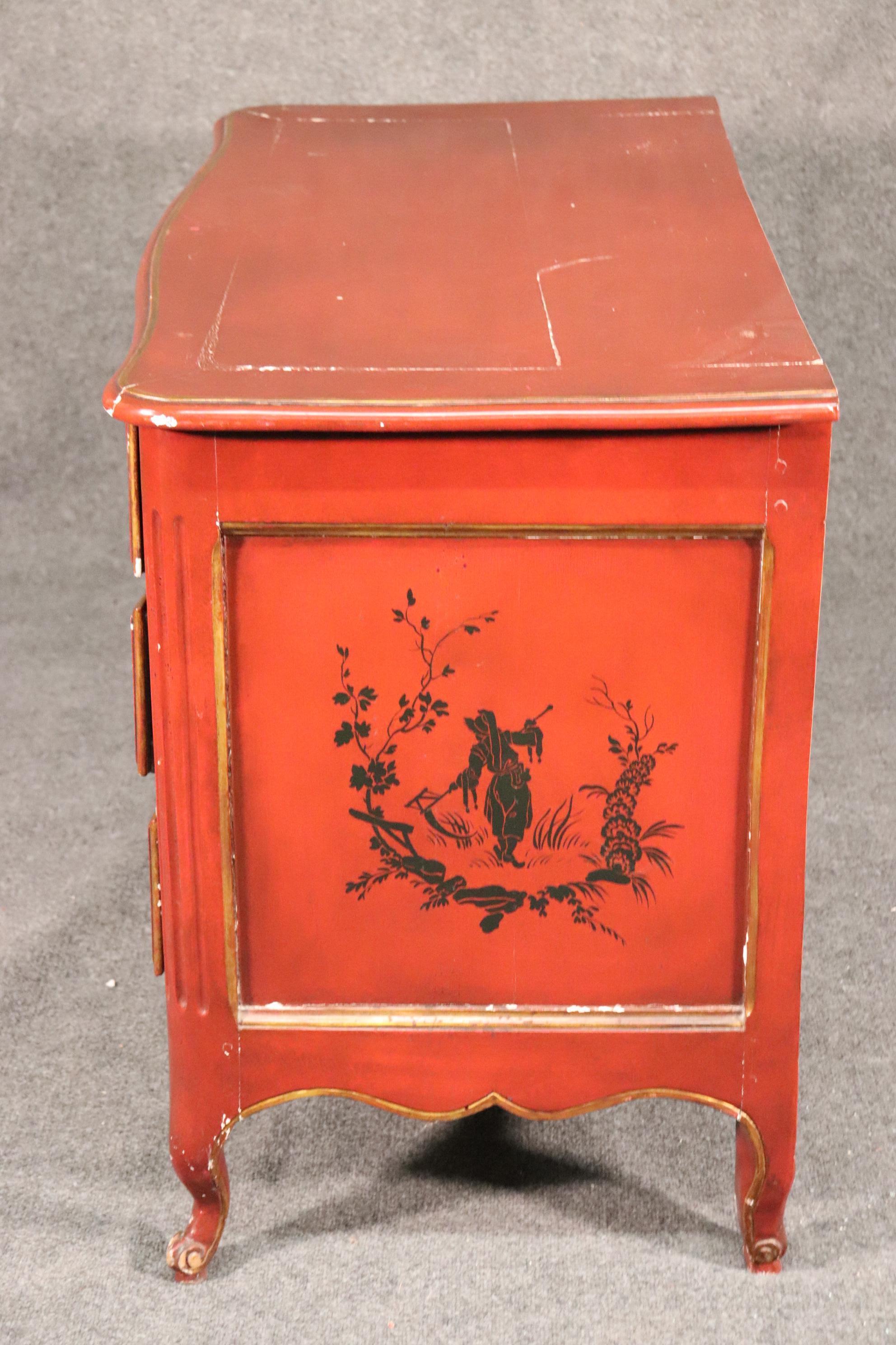 Mid-19th Century Antique 1820s Era French Louis XV Chinoiserie Paint Decorated Commode Dresser For Sale