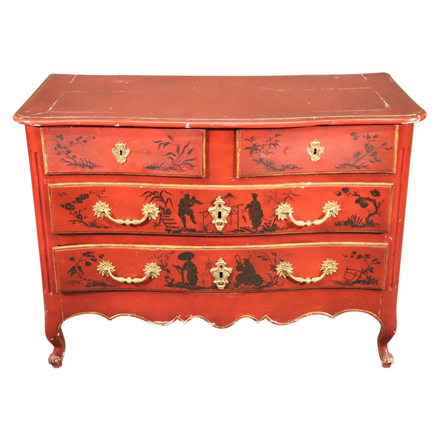 Antique 1820s Era French Louis XV Chinoiserie Paint Decorated Commode ...