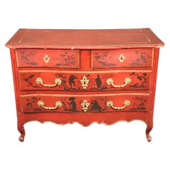Antique 1820s Era French Louis XV Chinoiserie Paint Decorated Commode Dresser