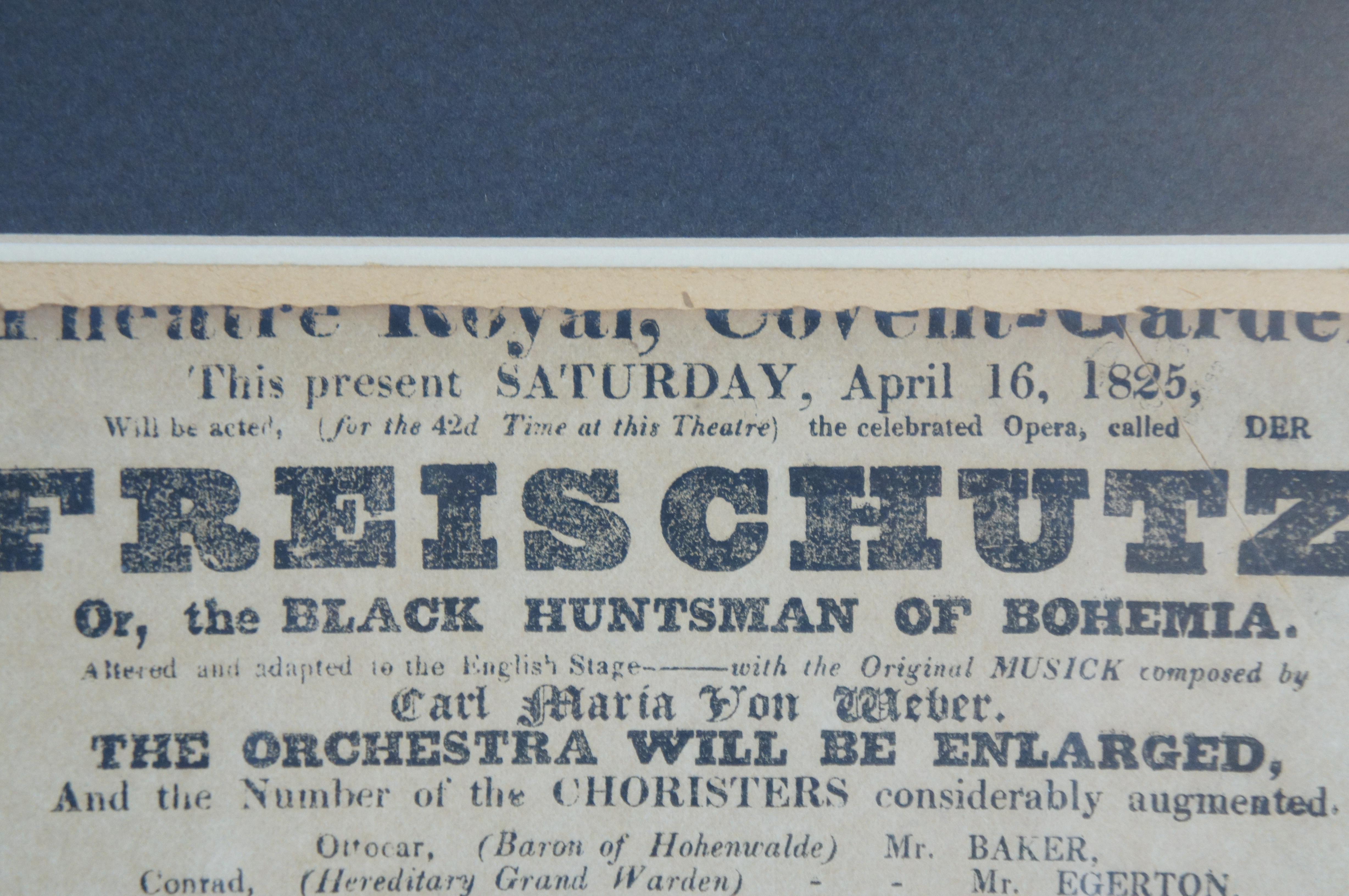 Antique 1825 & 1837 Theatre Royal Covent Garden Drury Lane Flyer Promo Ads For Sale 1