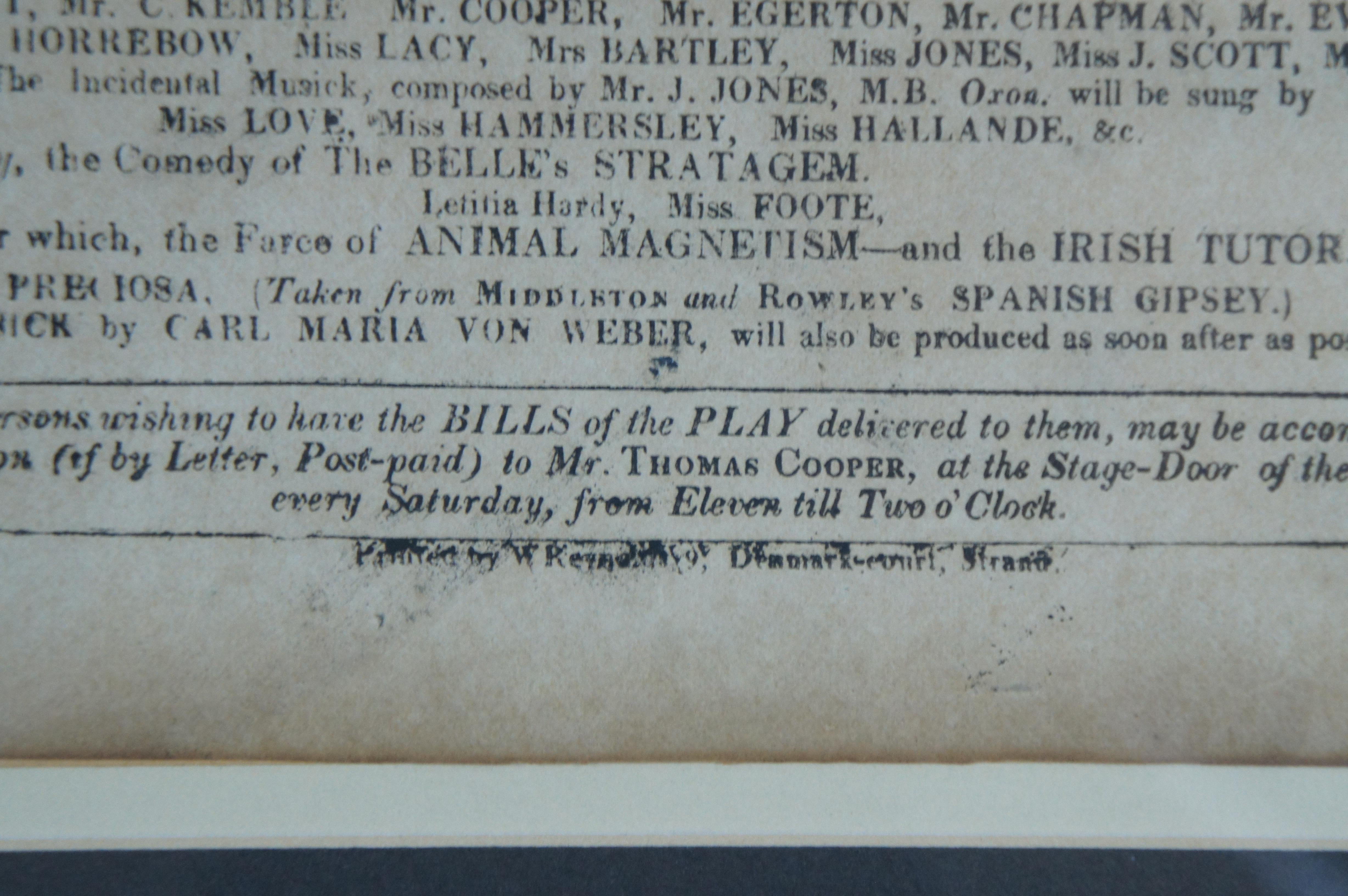 Antique 1825 & 1837 Theatre Royal Covent Garden Drury Lane Flyer Promo Ads For Sale 2