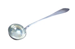 Antique 1825 English Georgian Regency Silver Soup Serving Spoon Ladle 205g 14"