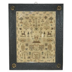 ANTiQUE 1825 ORIGINAL KING GEORGE IV NEEDLEWORK TAPESTRY SAMPLER ELIZA ANN PRATT