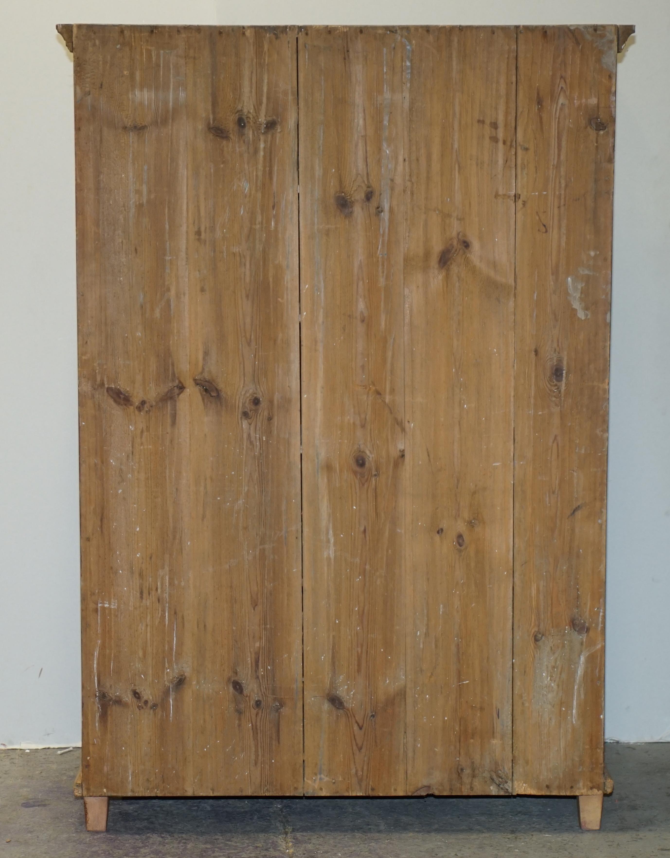Antique 1827 Dated Holy Heart Hand Painted Housekeepers Folded Linen Wardrobe 1