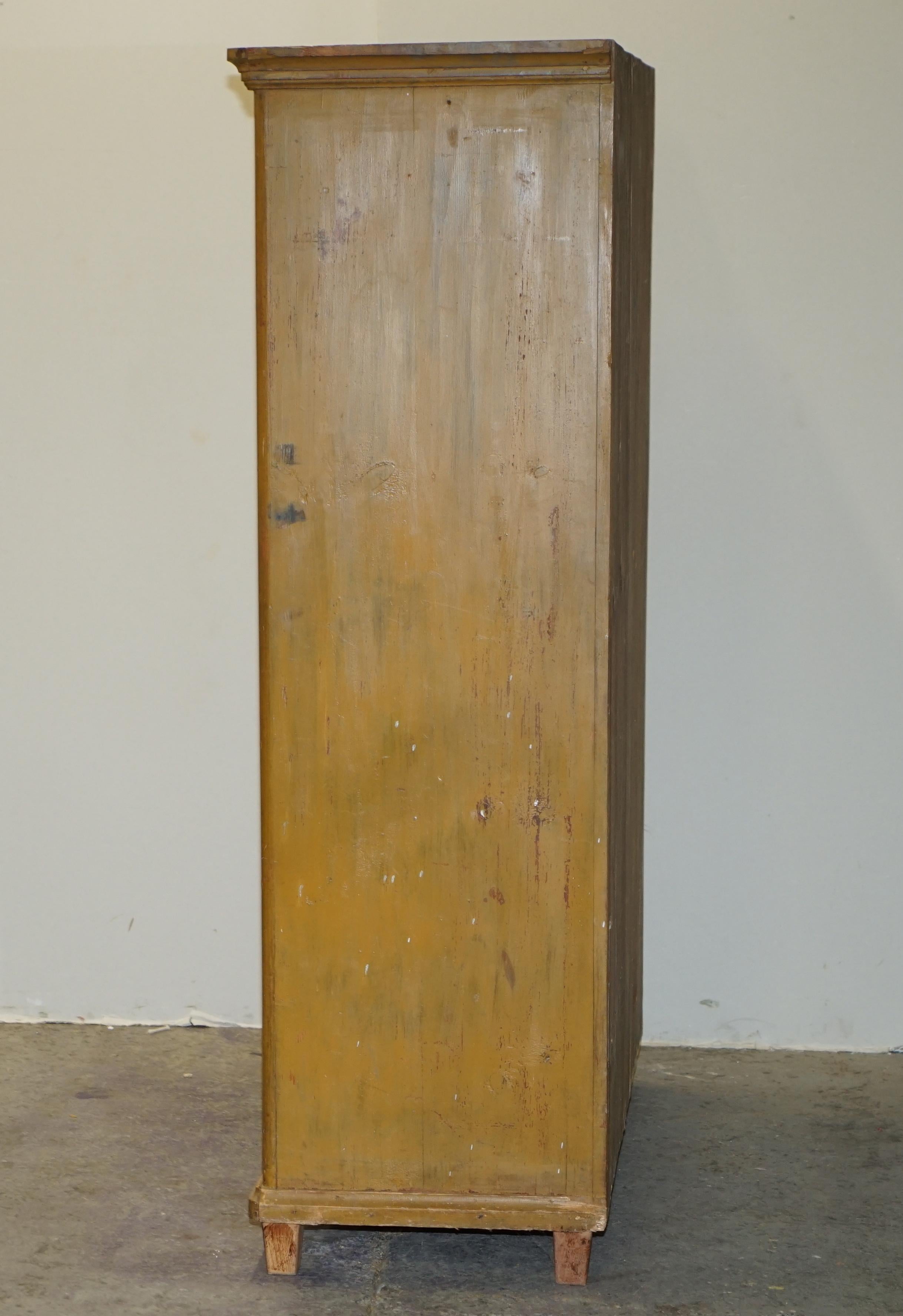 Antique 1827 Dated Holy Heart Hand Painted Housekeepers Folded Linen Wardrobe 3