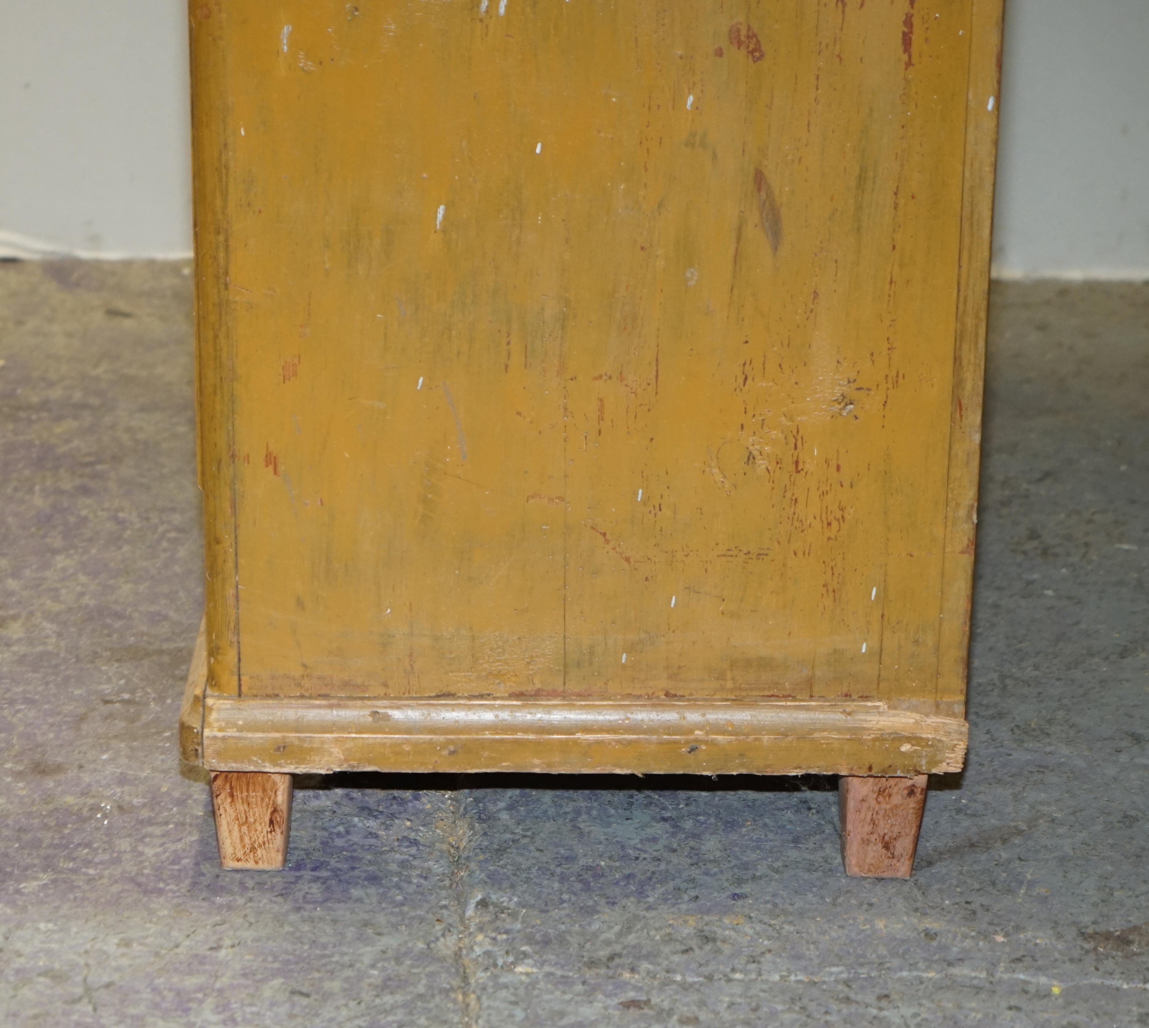 Antique 1827 Dated Holy Heart Hand Painted Housekeepers Folded Linen Wardrobe 4