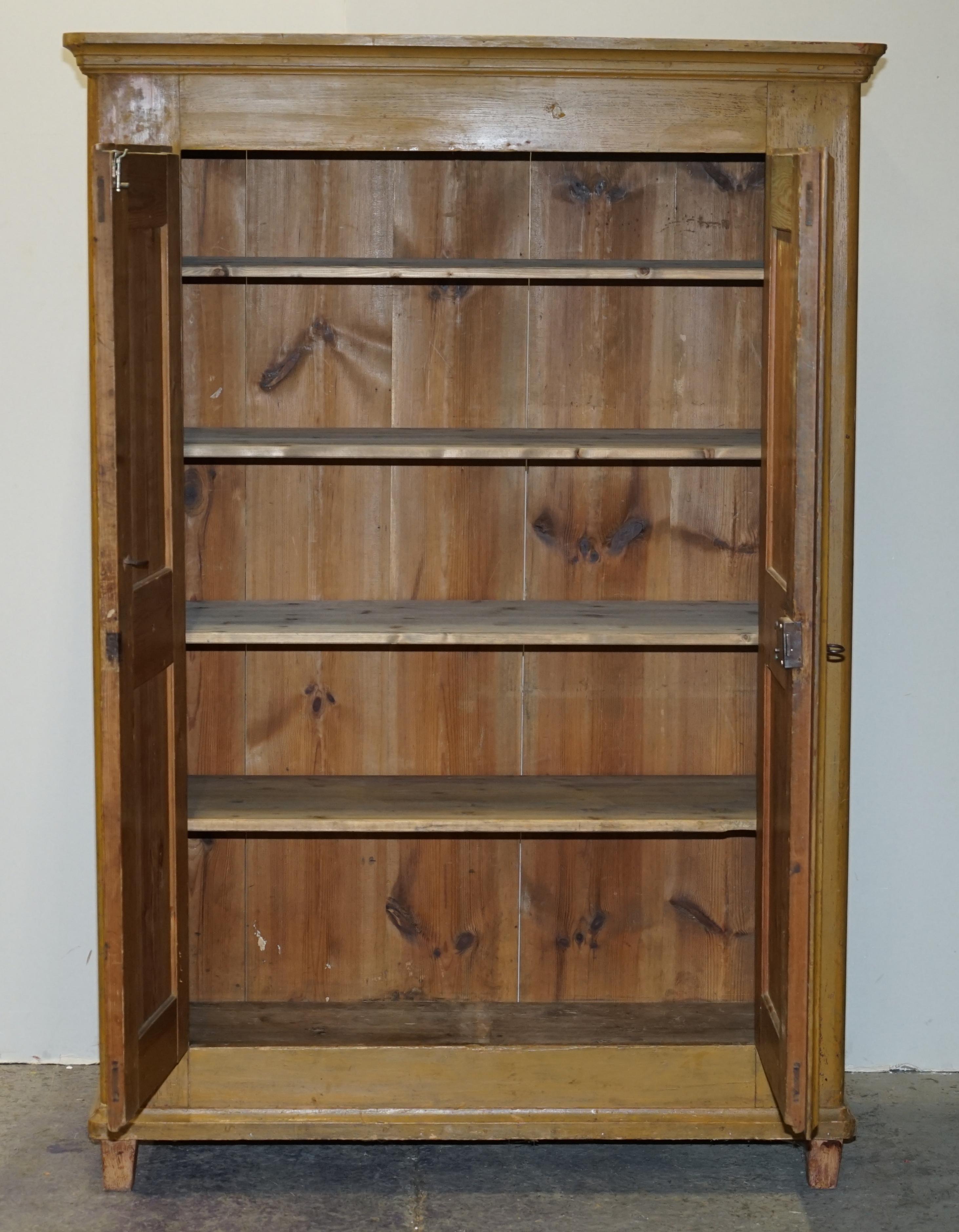 Antique 1827 Dated Holy Heart Hand Painted Housekeepers Folded Linen Wardrobe 5