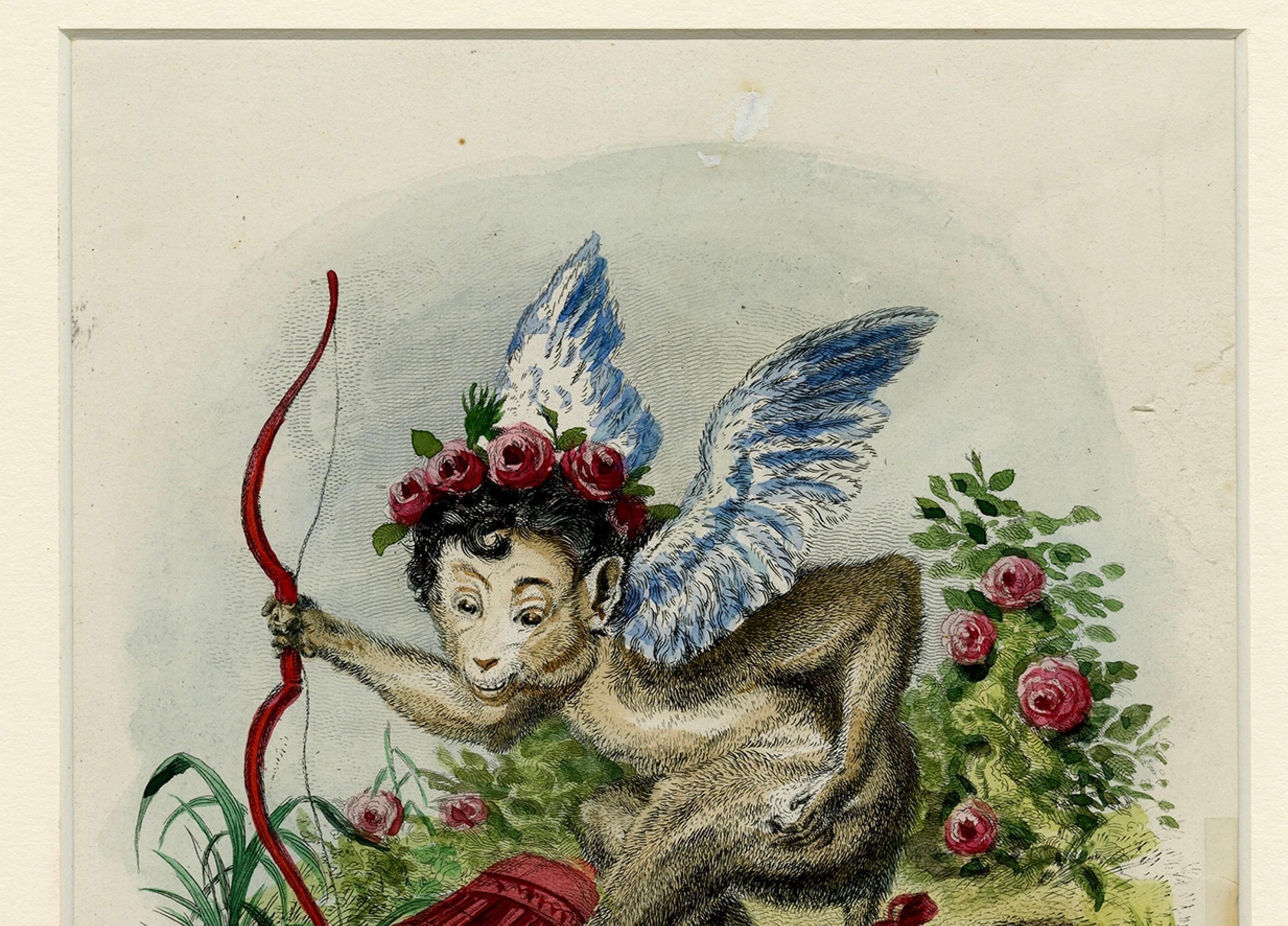 Antique 1828 Hand-Colored Satirical Print Titled 