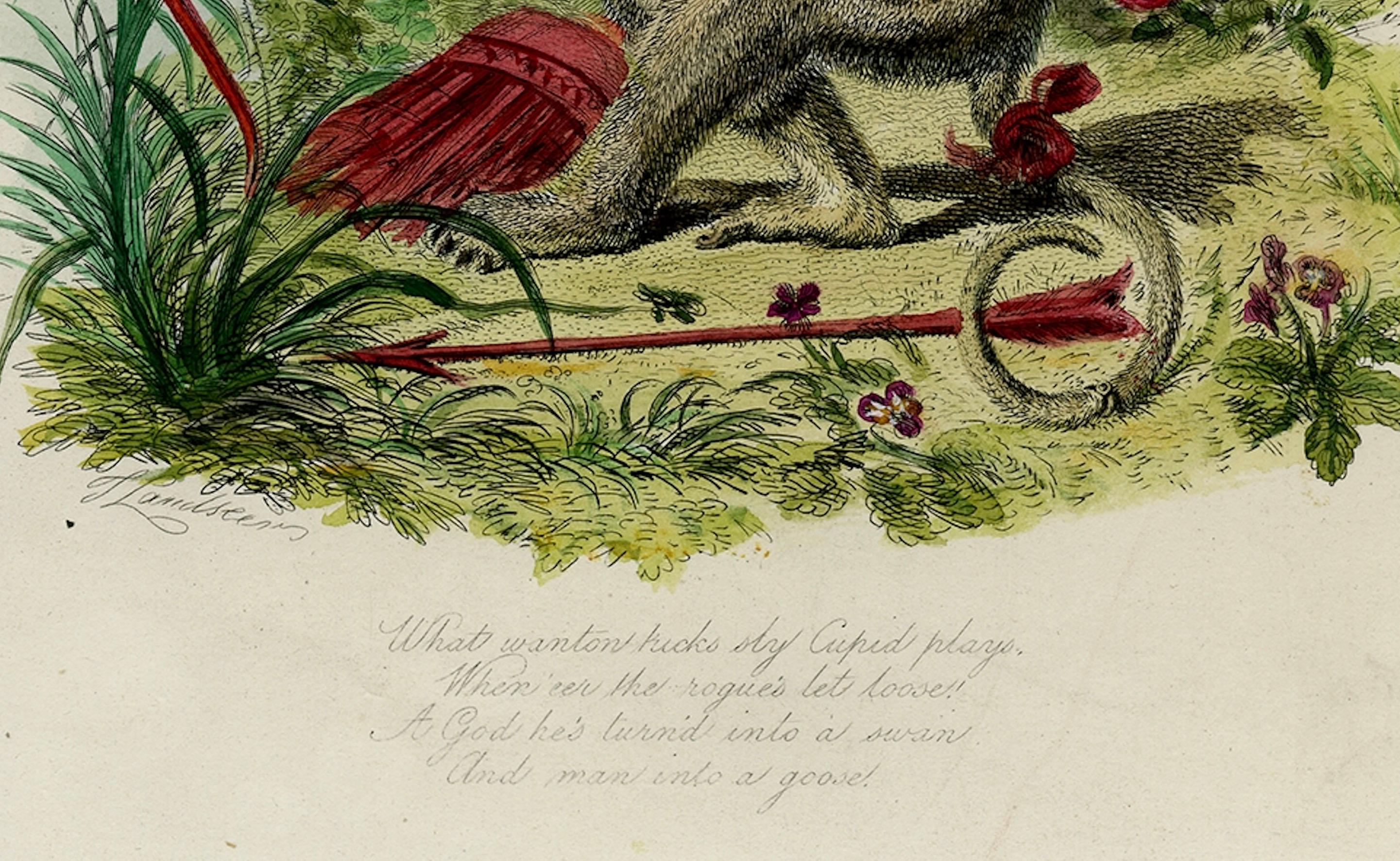Early 19th Century Antique 1828 Hand-Colored Satirical Print Titled 