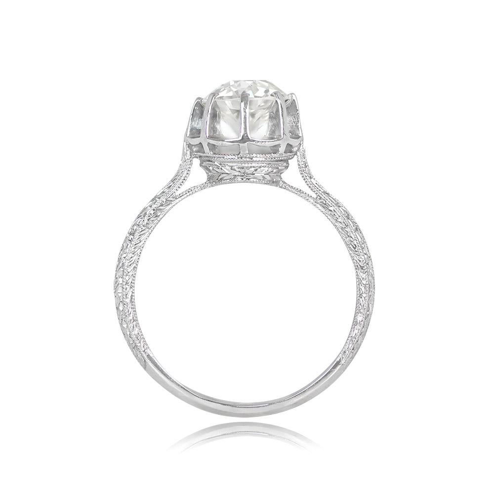 Antique 1.82ct Old European Cut Diamond Engagement Ring, VS1 Clarity, Platinum In Excellent Condition In New York, NY