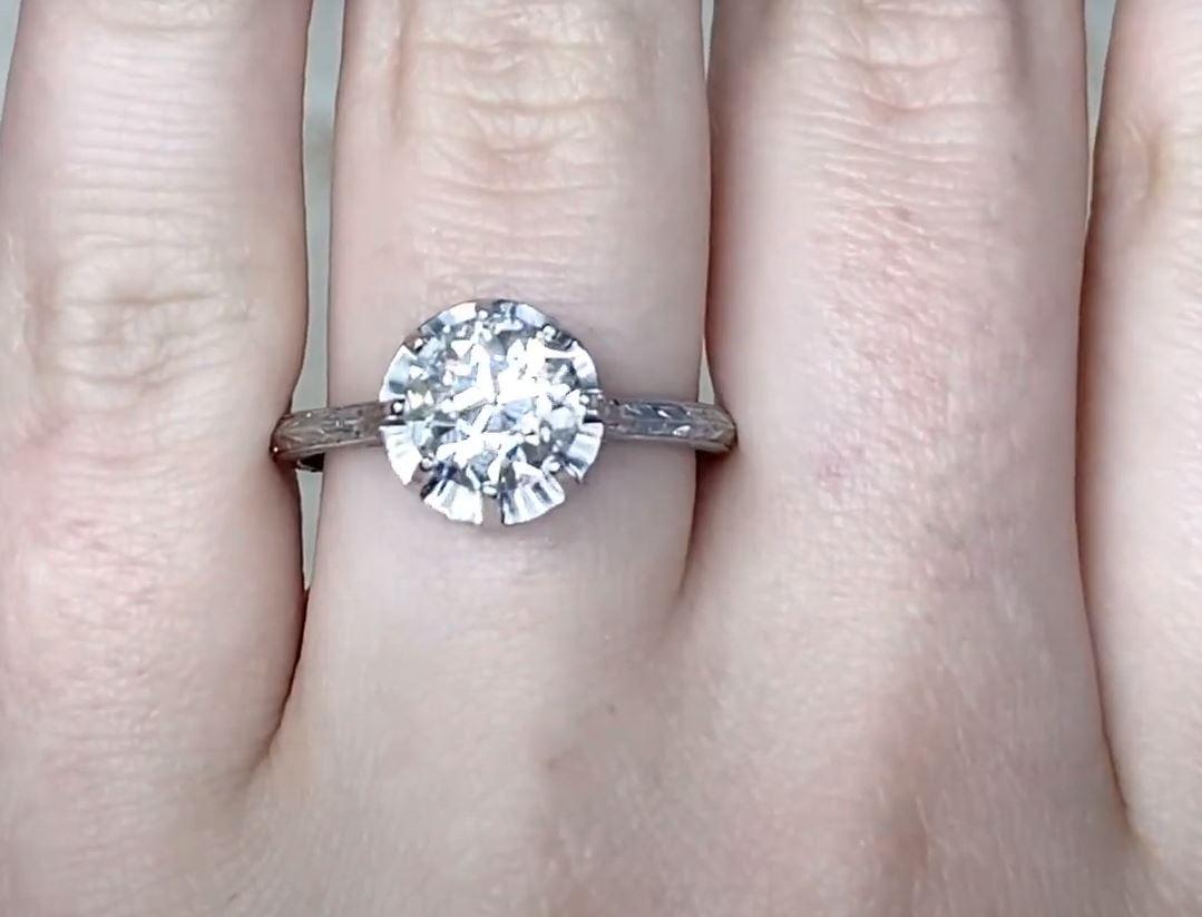 Women's Antique 1.82ct Old European Cut Diamond Engagement Ring, VS1 Clarity, Platinum