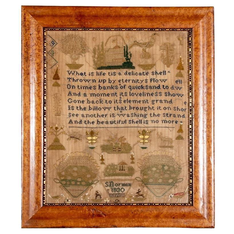 Antique 1830 English Sampler by S. Norman, What is Life