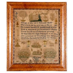 Antique 1830 English Sampler by S. Norman, What is Life