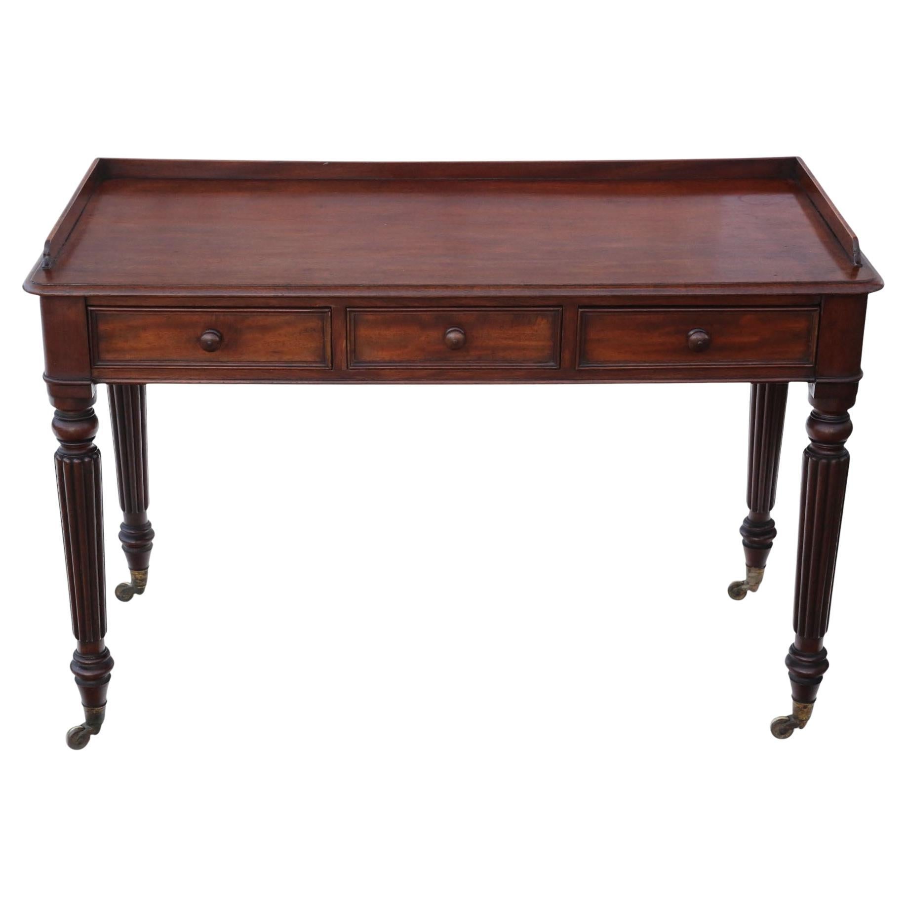 Antique 1830 Mahogany 3-Drawer Writing Desk / Dressing Table – Fine Quality