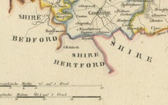 Antique 1830 Map of Eastern England with Suffolk, Norfolk Cambridge, Huntingdon