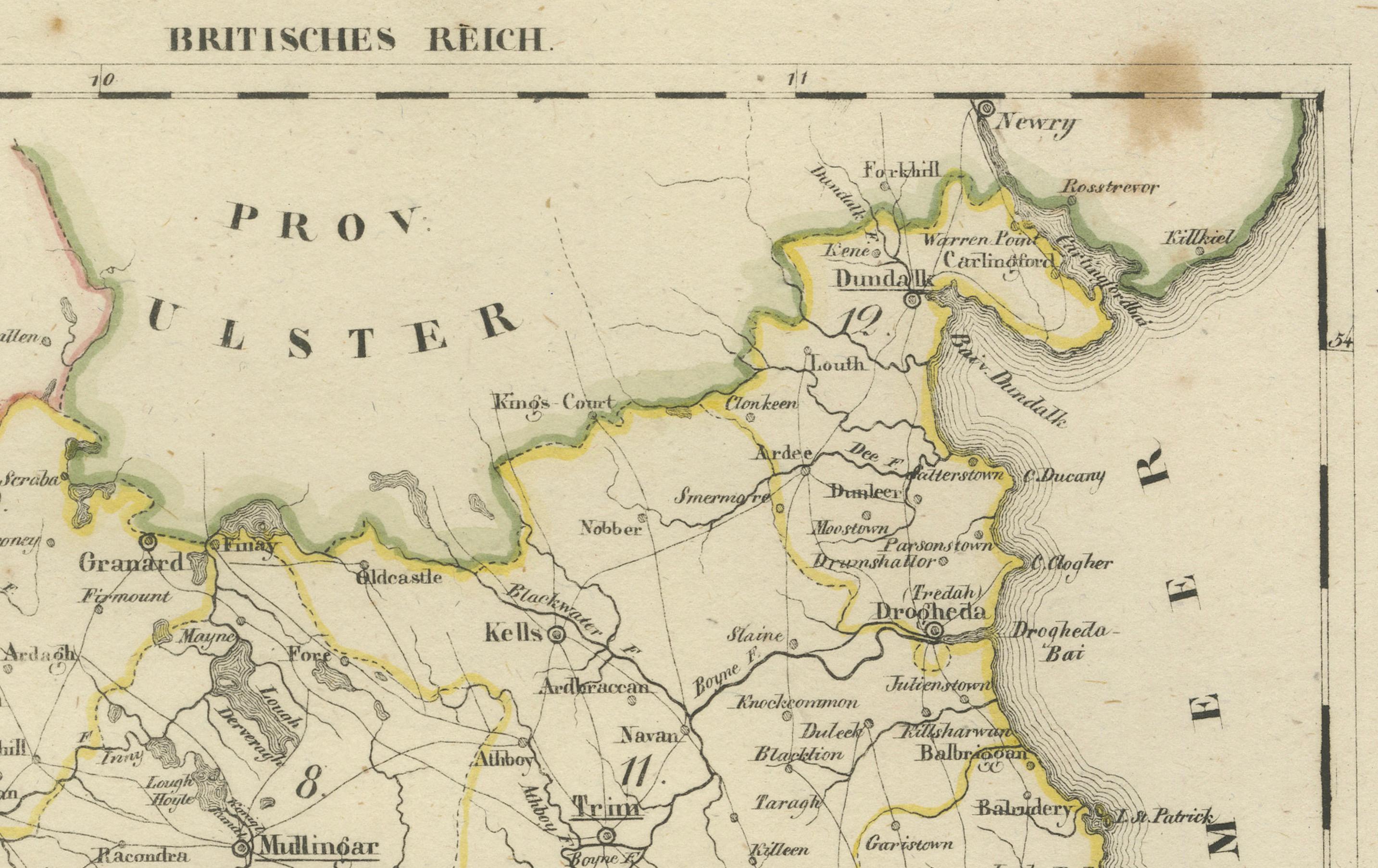 Papier Ancienne carte de 1830 de Leinster, Irlande avec Dublin, Kilkenny, Wexford et Kildare en vente